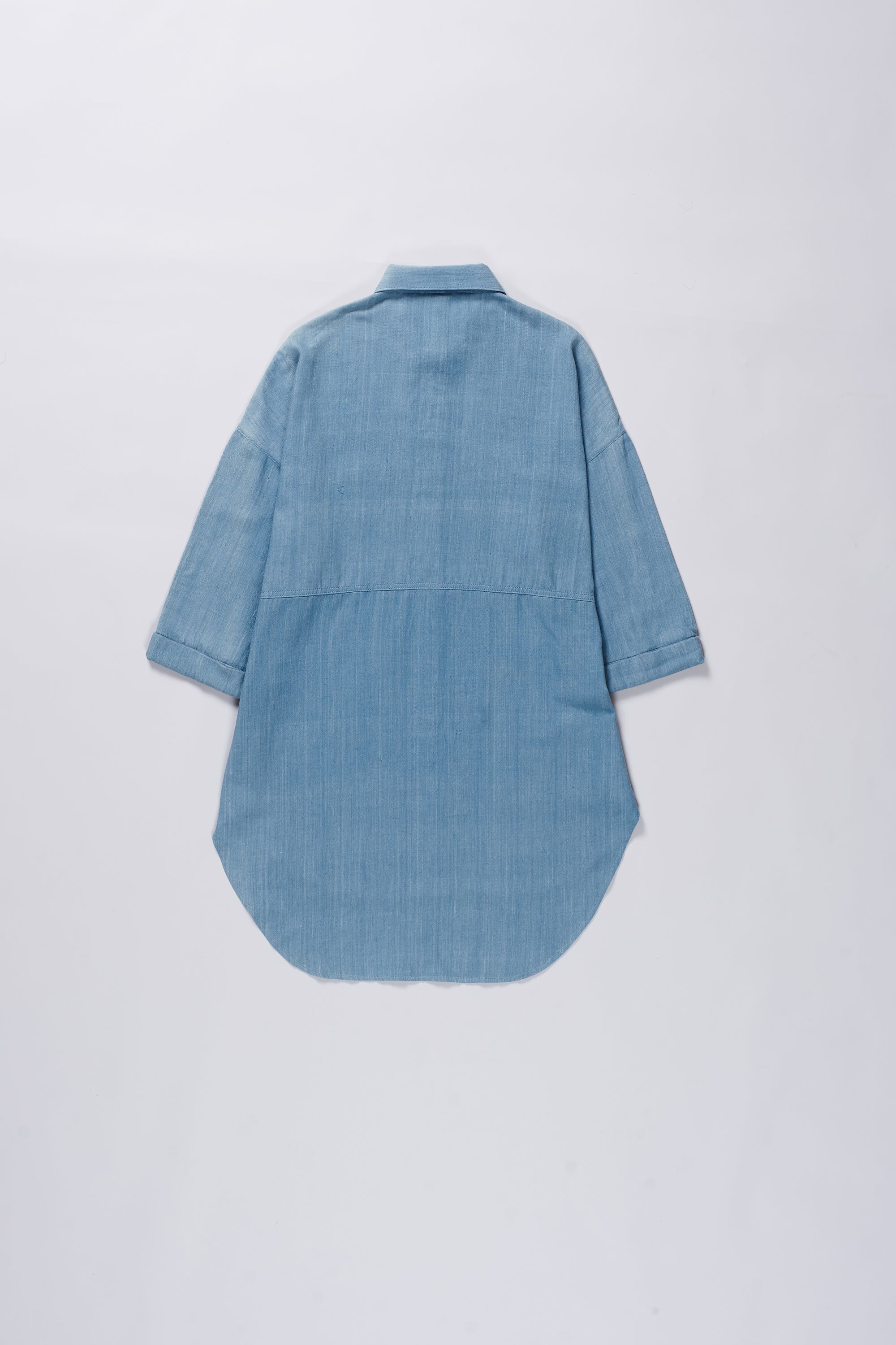 INDIGO-WASHED DEOXIDISED DENIM SHIRT