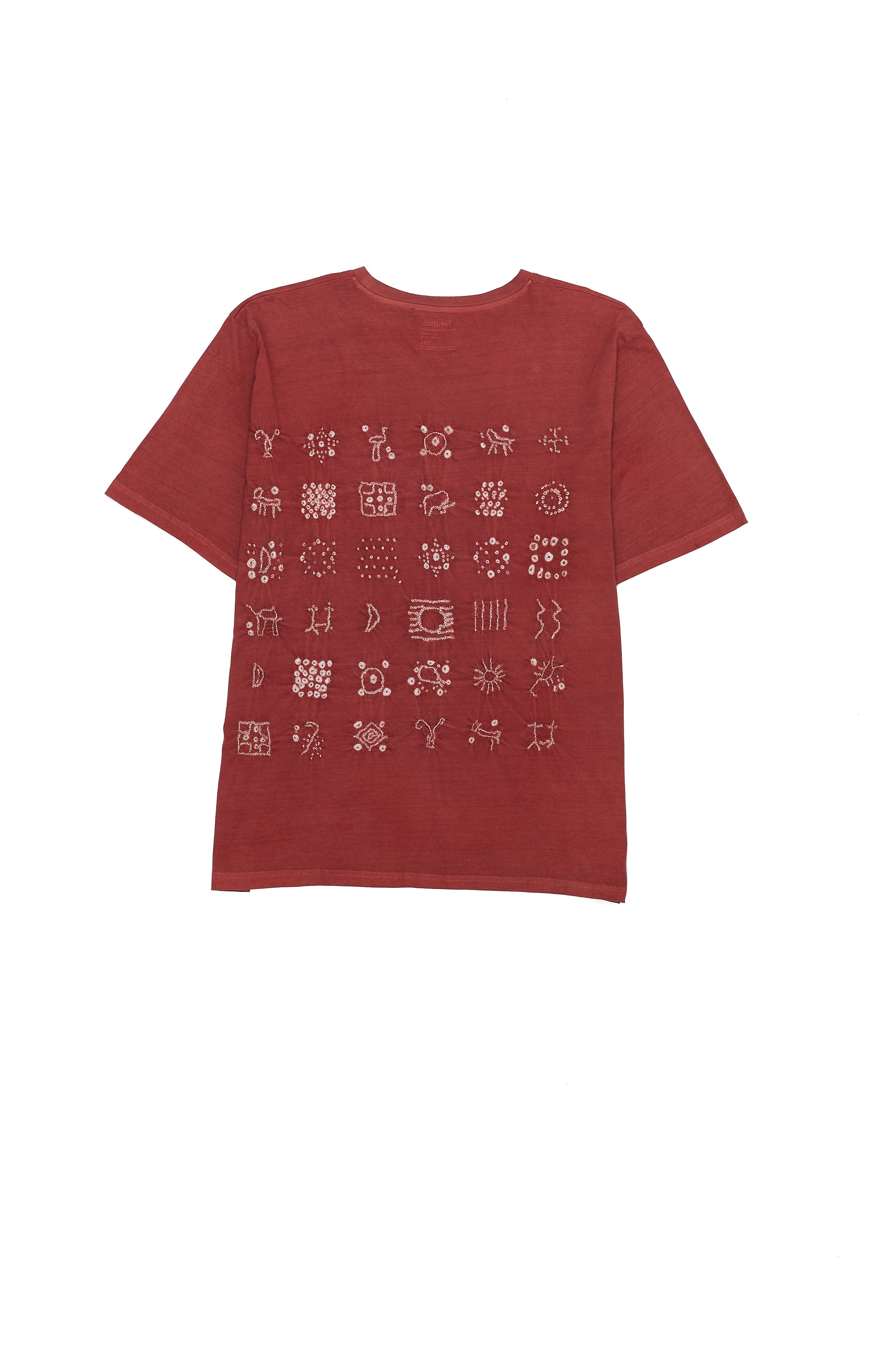 CRIMSON PINK COTTON T-SHIRT CRAFTED WITH BANDHANI