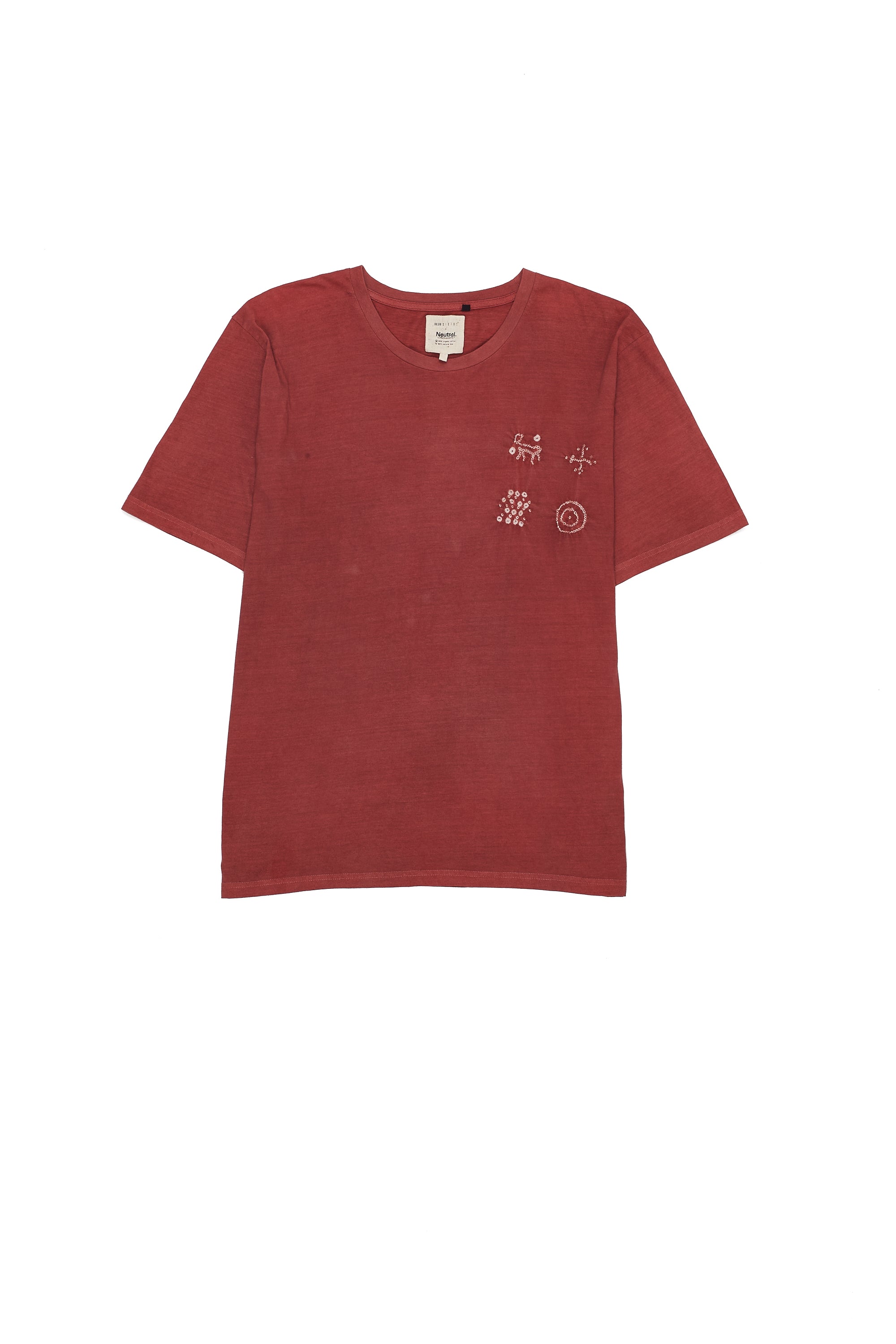 CRIMSON PINK COTTON T-SHIRT CRAFTED WITH BANDHANI