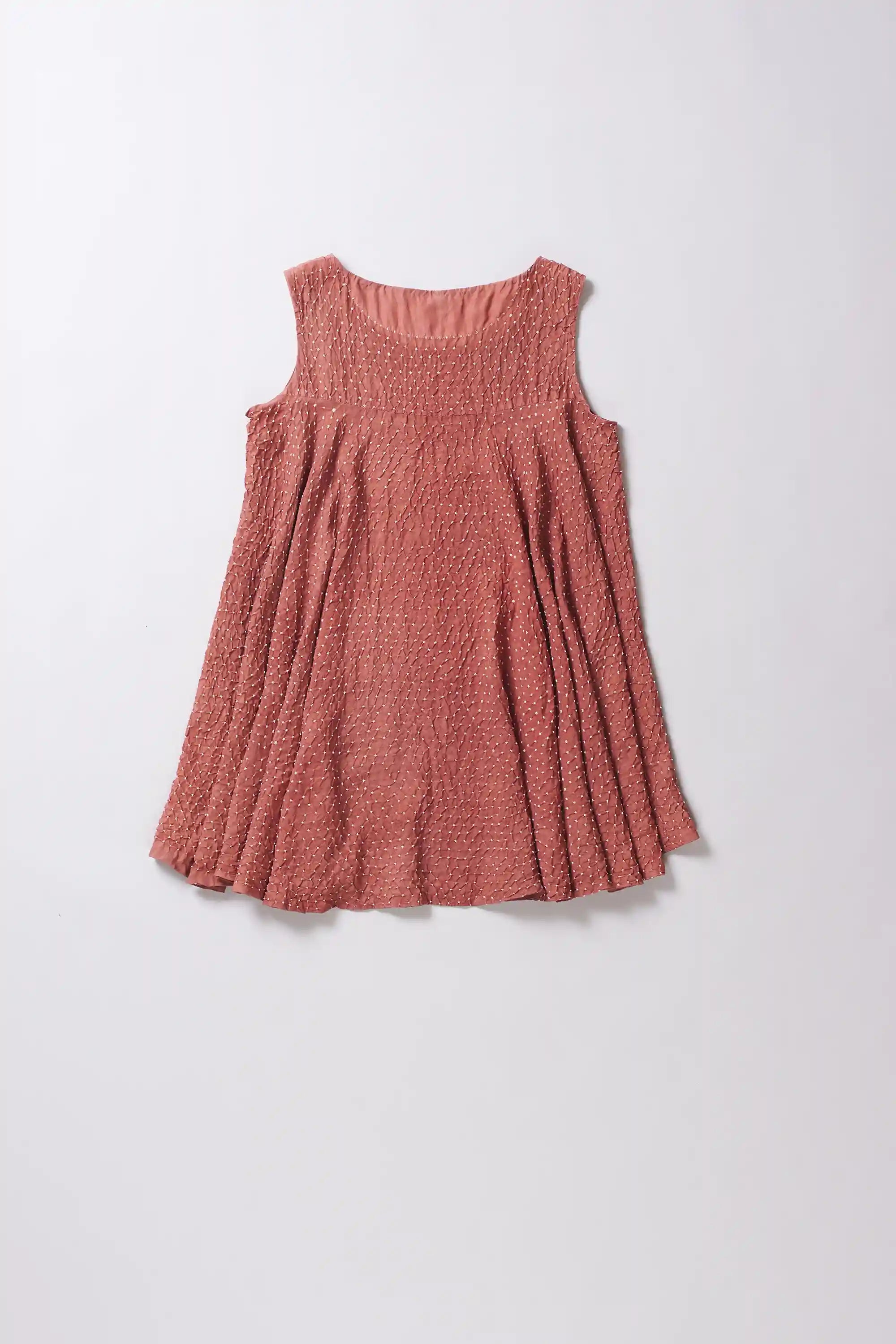 Rouge Pink Bandhani Silk Dress