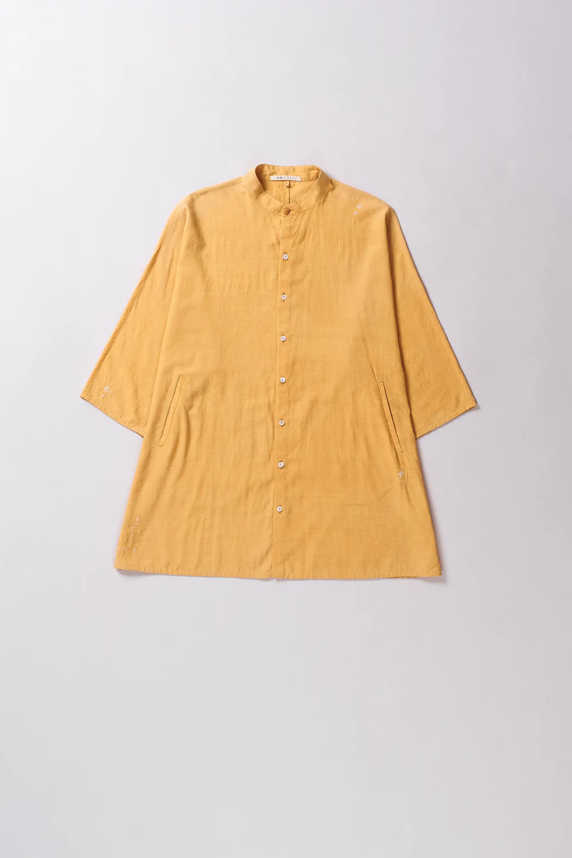 Ungendered Kimono Sleeved Fine Cotton Shirt Crafted With Shibori Motifs