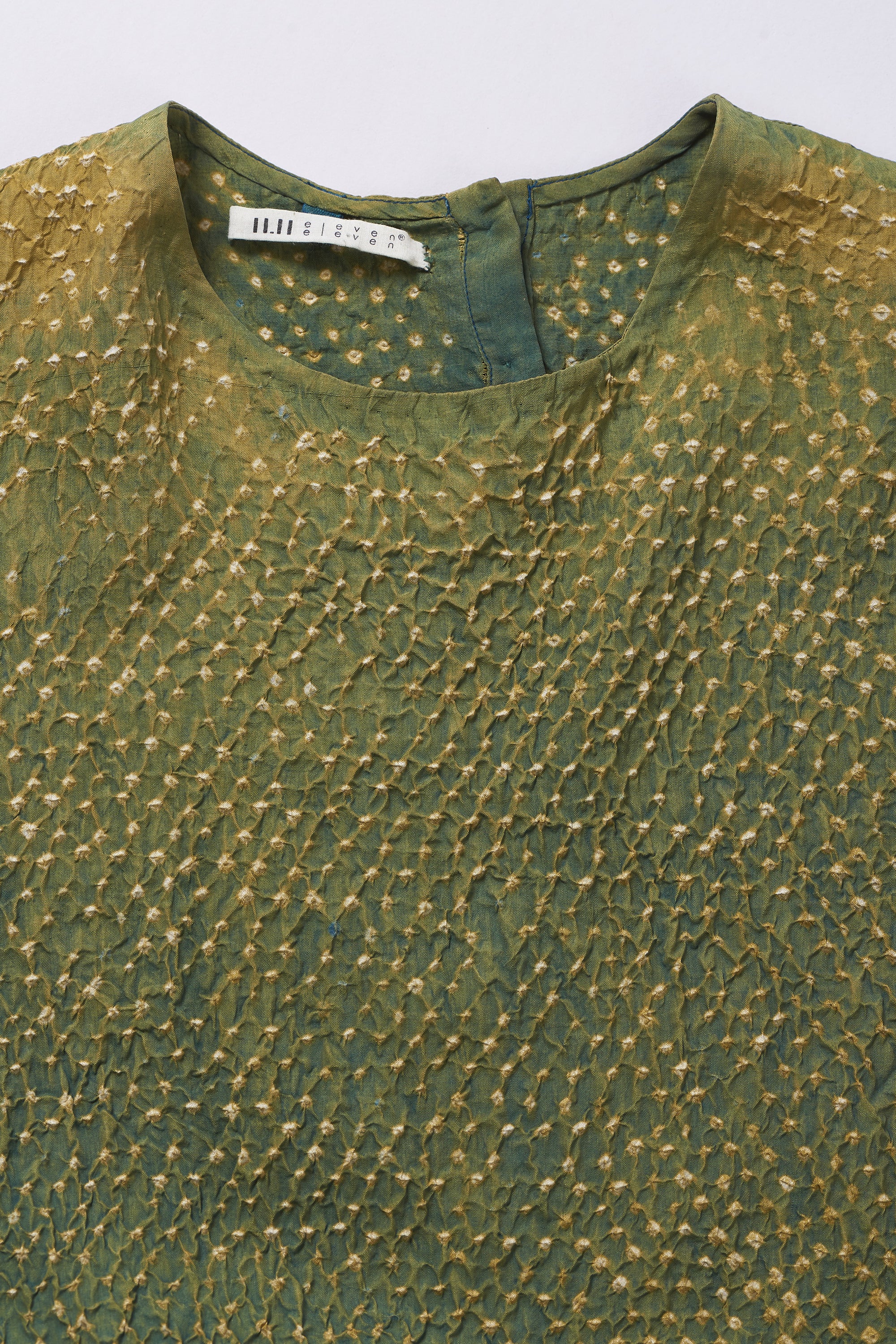 OLIVE GREEN BANDHANI SILK DRESS