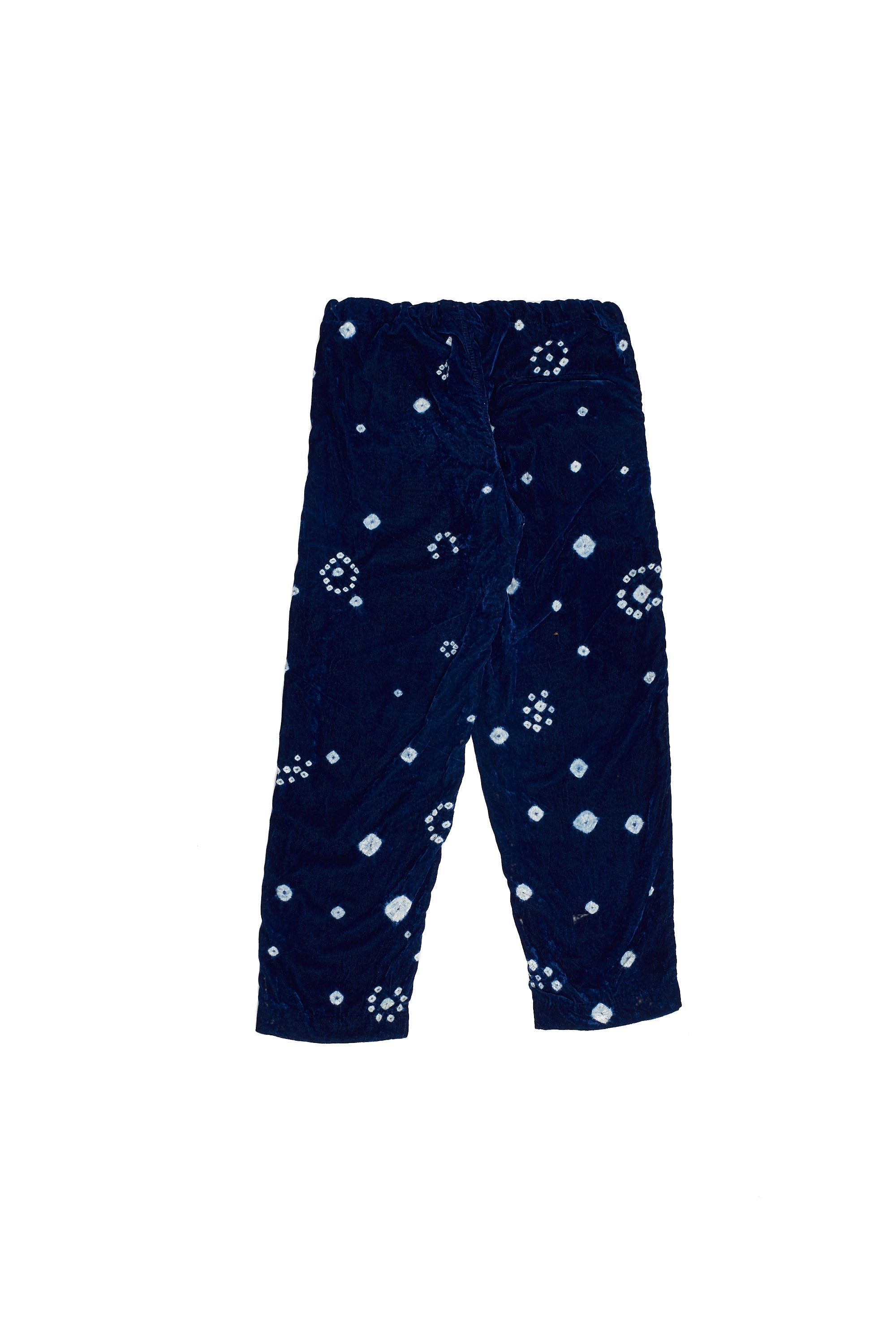 MEDIUM INDIGO COTTON AND SILK BLEND VELVET PANTS