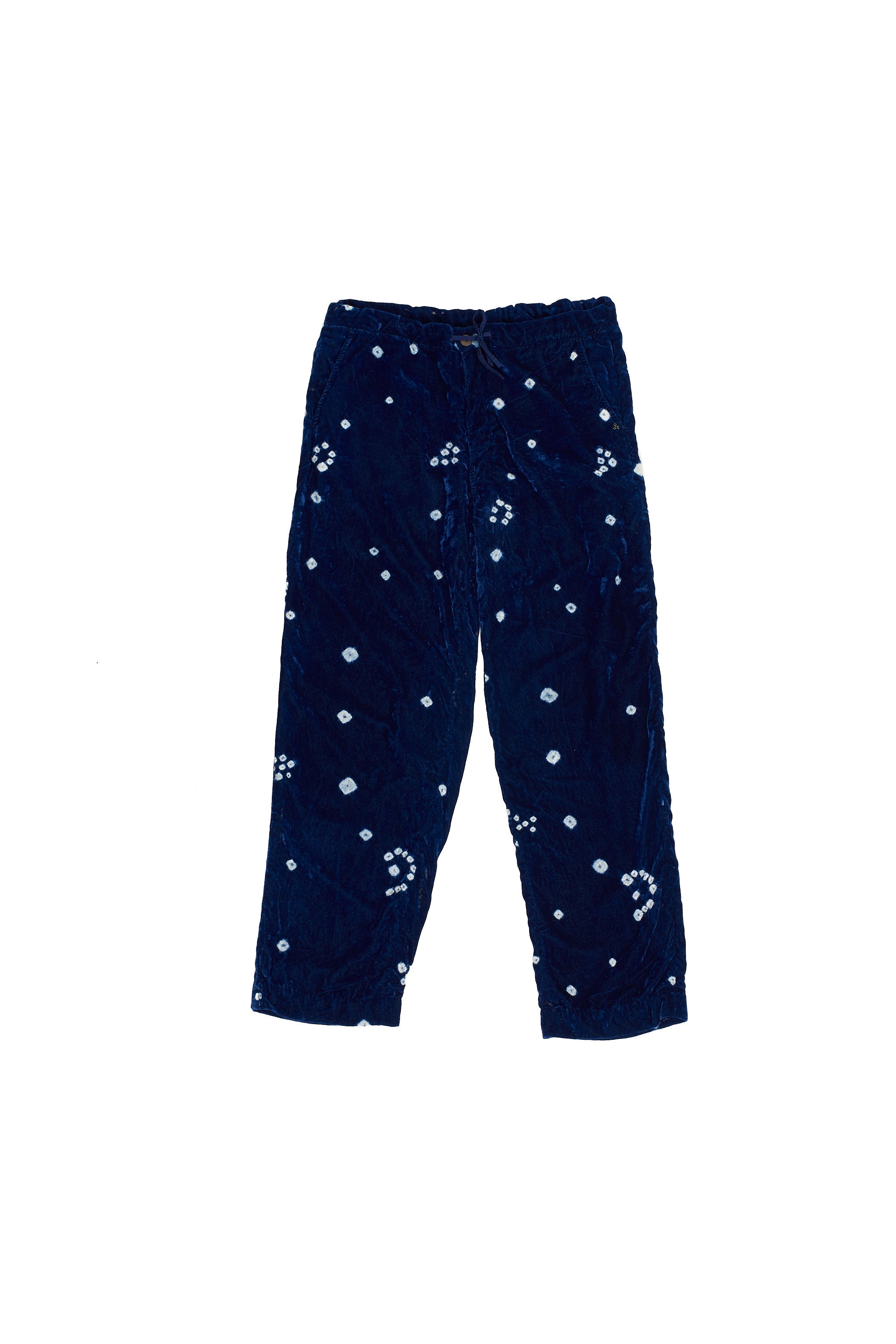 MEDIUM INDIGO COTTON AND SILK BLEND VELVET PANTS