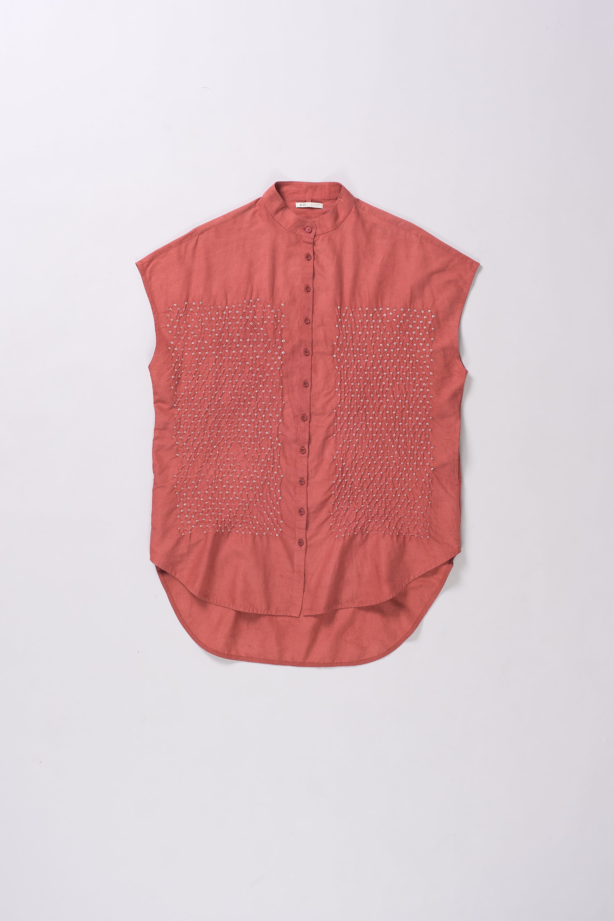 RED COTTON SILK SHIRT