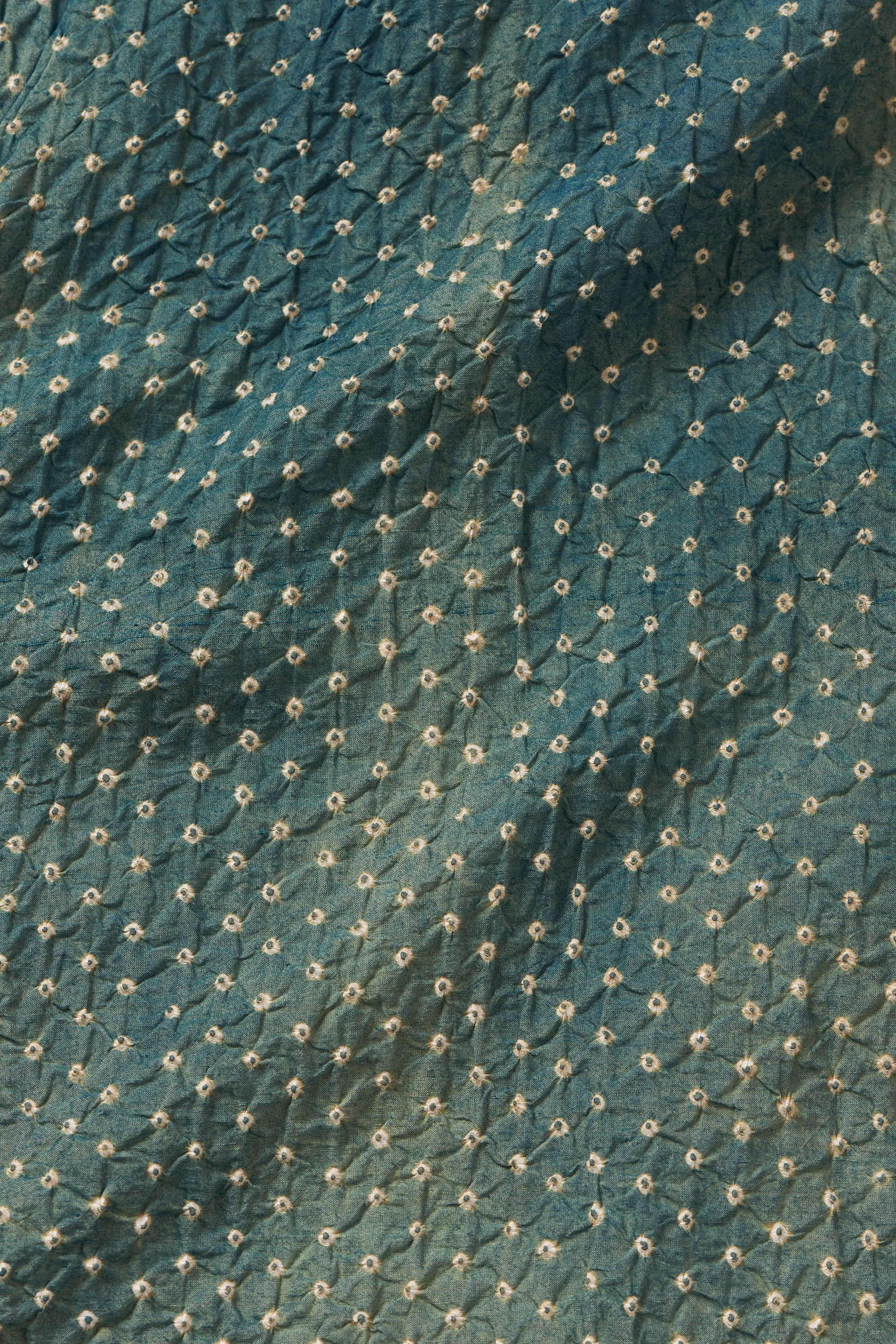 BOTTLE GREEN COTTON SILK BANDHANI DRESS