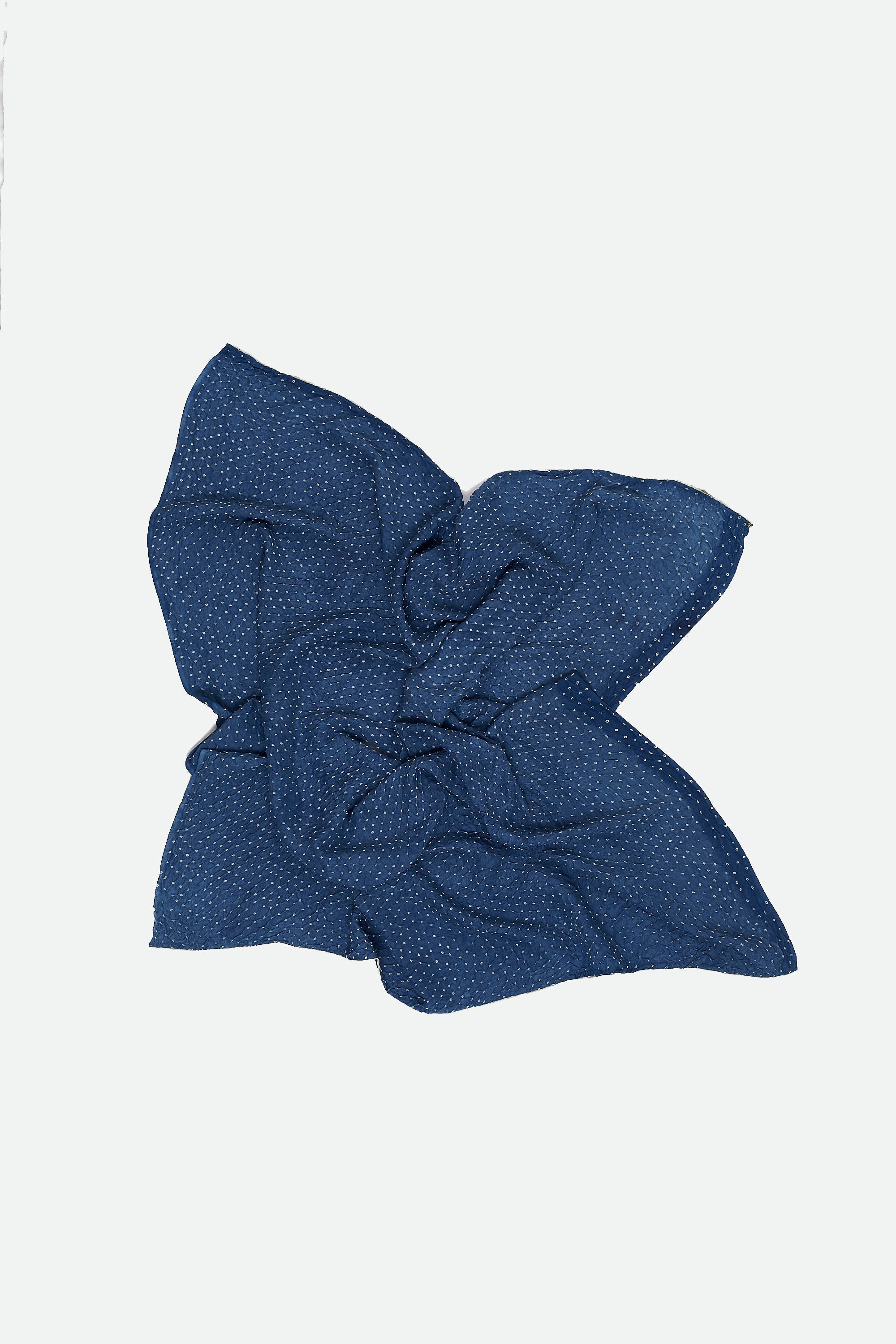 Medium Indigo Silk Bandhani Square Scarf