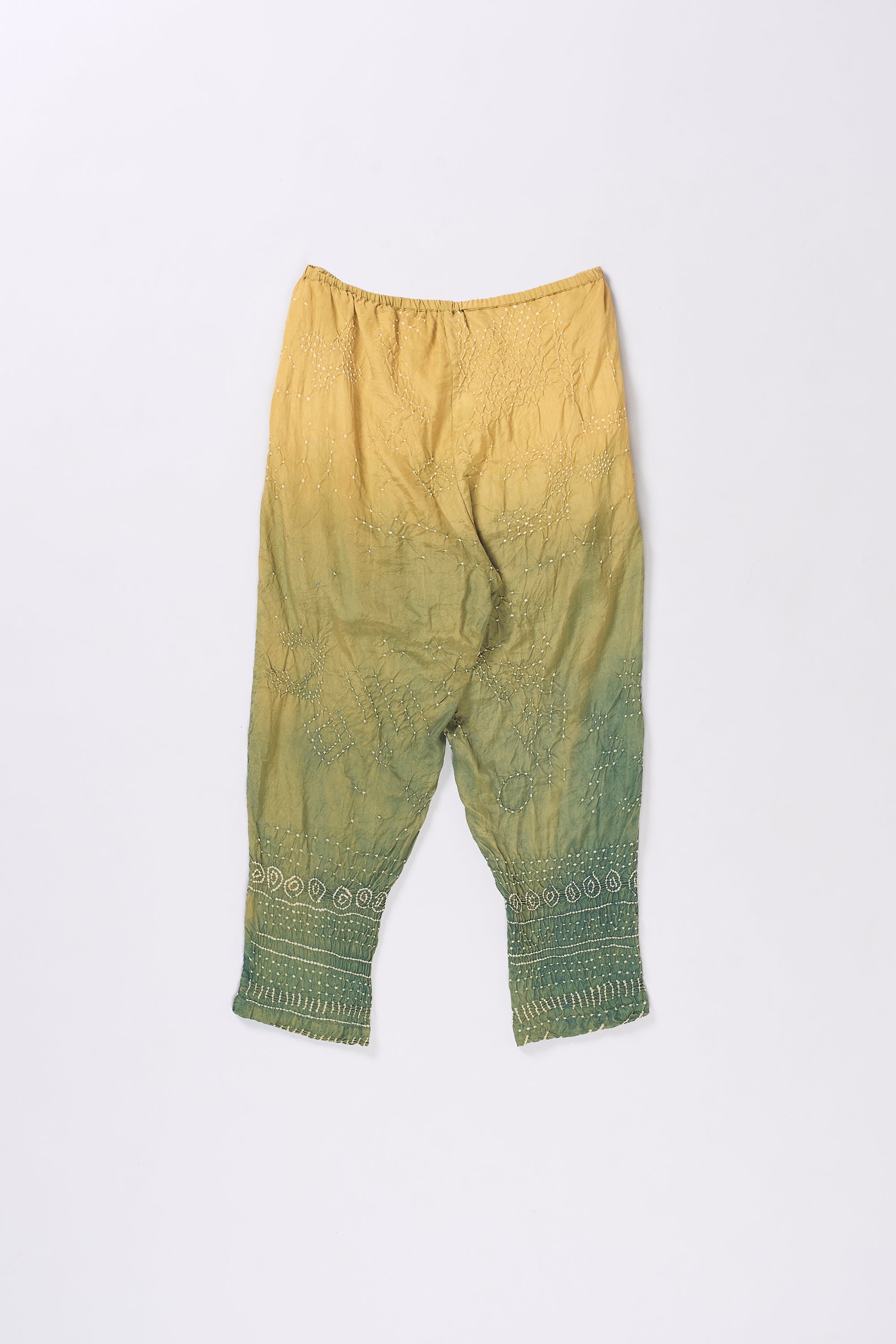 GREEN GRADIENT BANDHANI SILK WOMEN PANTS