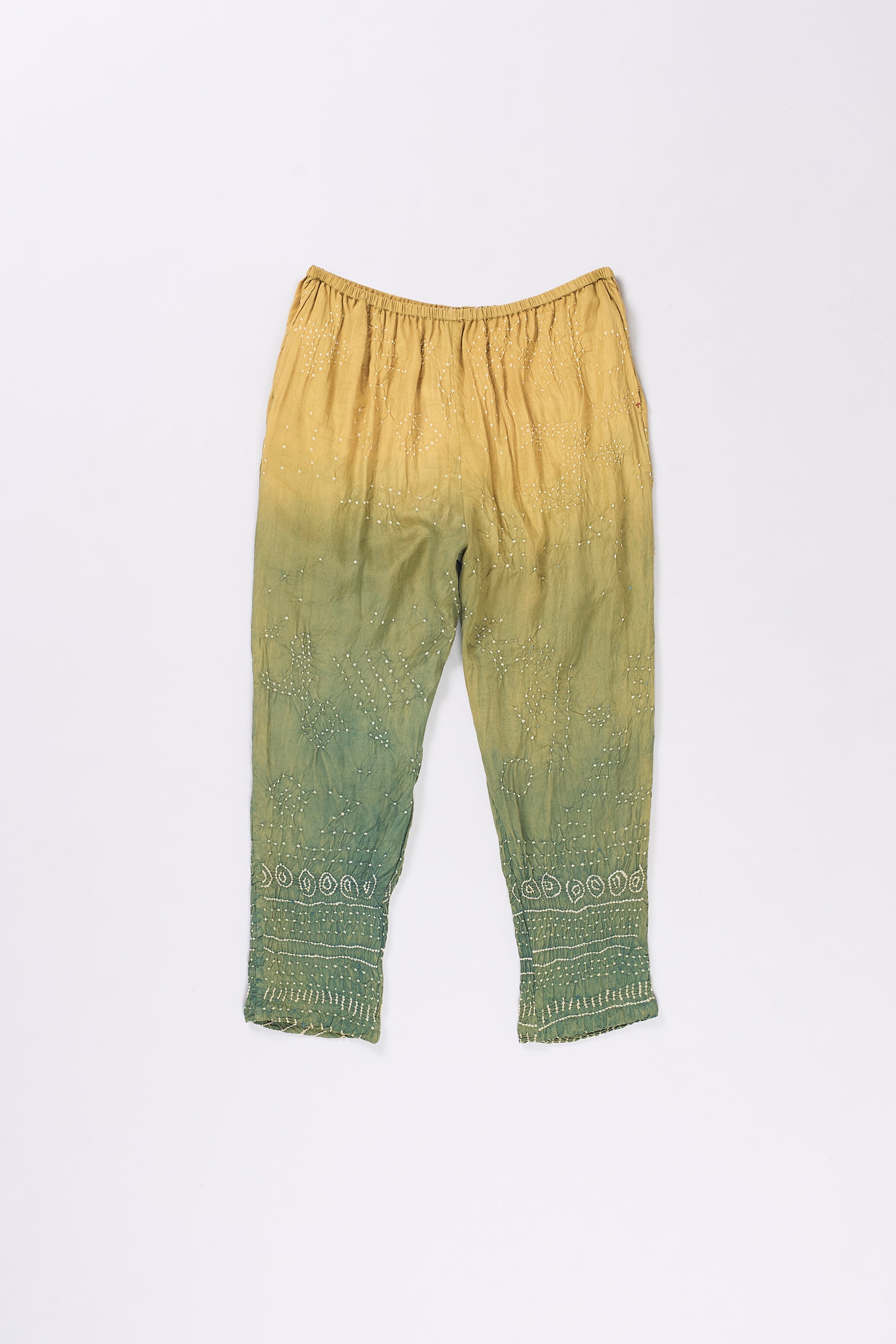 GREEN GRADIENT BANDHANI SILK WOMEN PANTS
