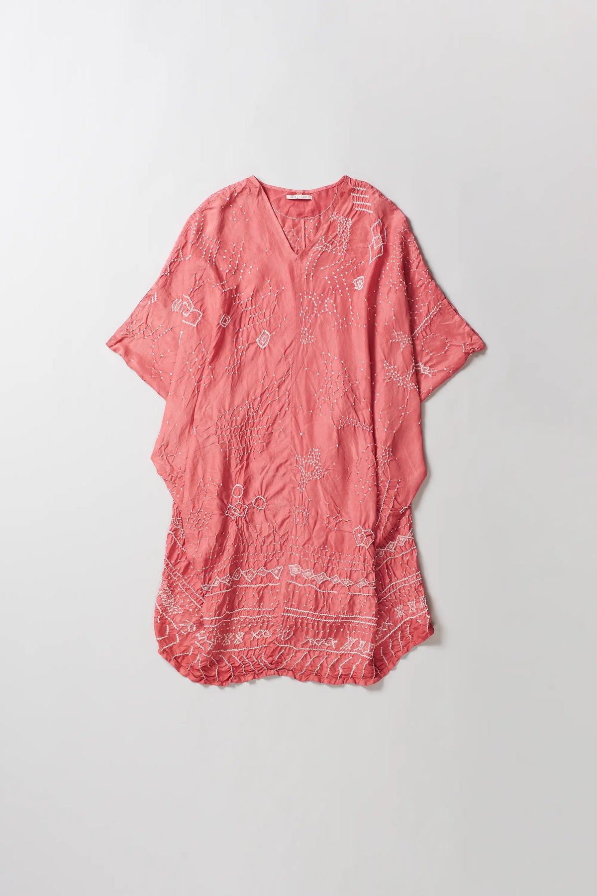 Pink Wood Draped Bandhani Dress