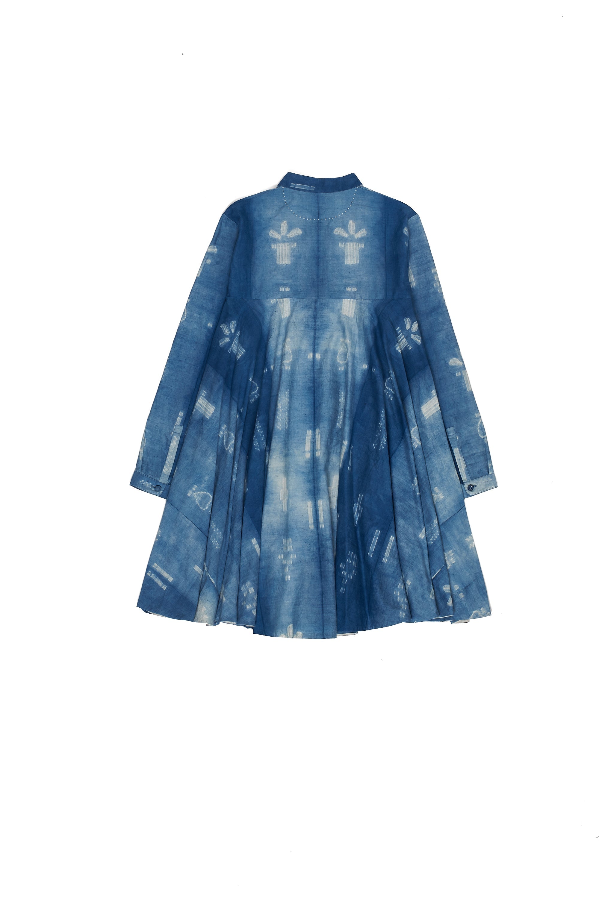 MEDIUM INDIGO SHIBORI COTTON SILK BLEND WOMEN'S DRESS