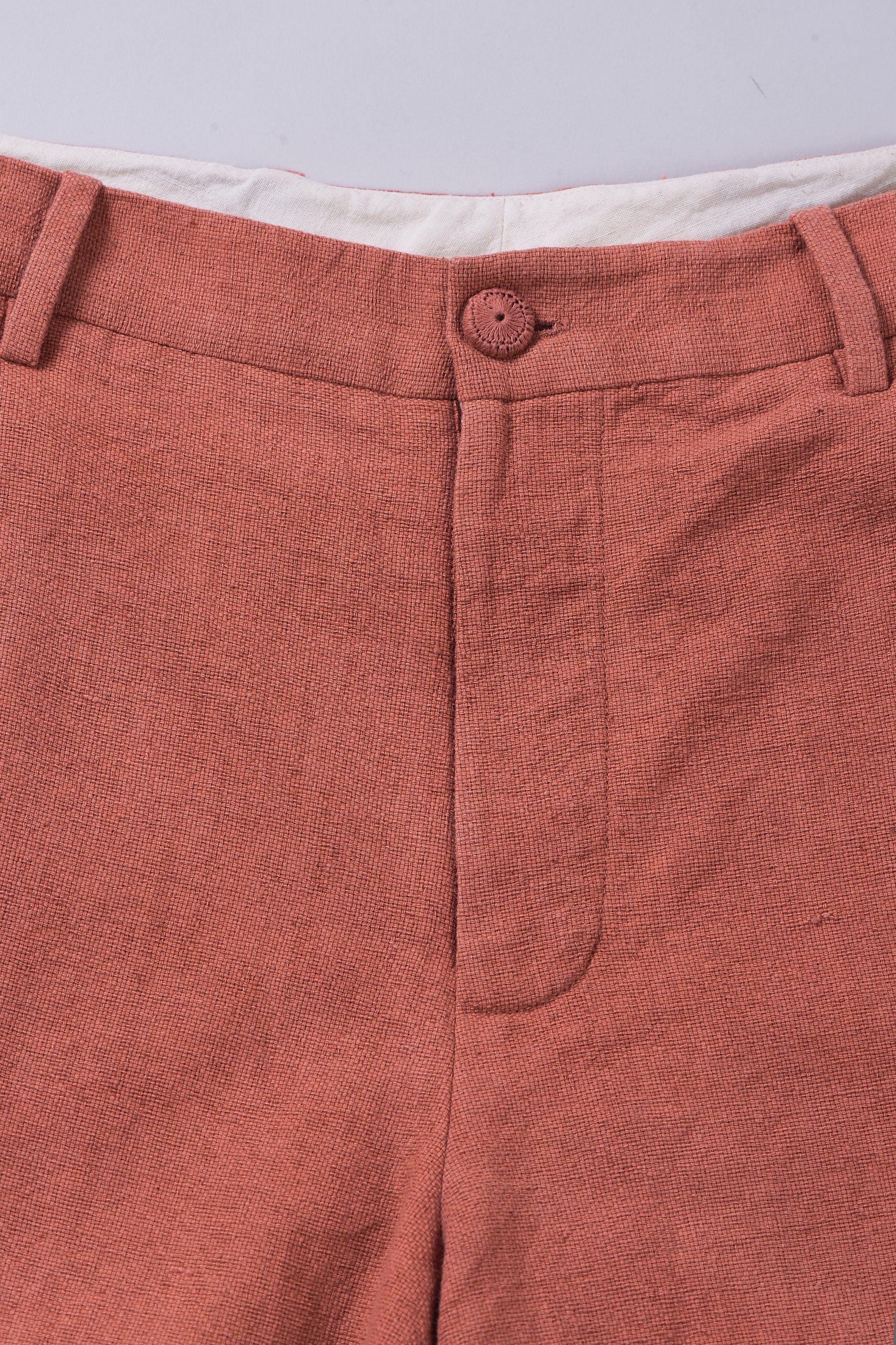 ROUGE PINK TEXTURED SOLID STRAIGHT FIT COTTON TROUSER