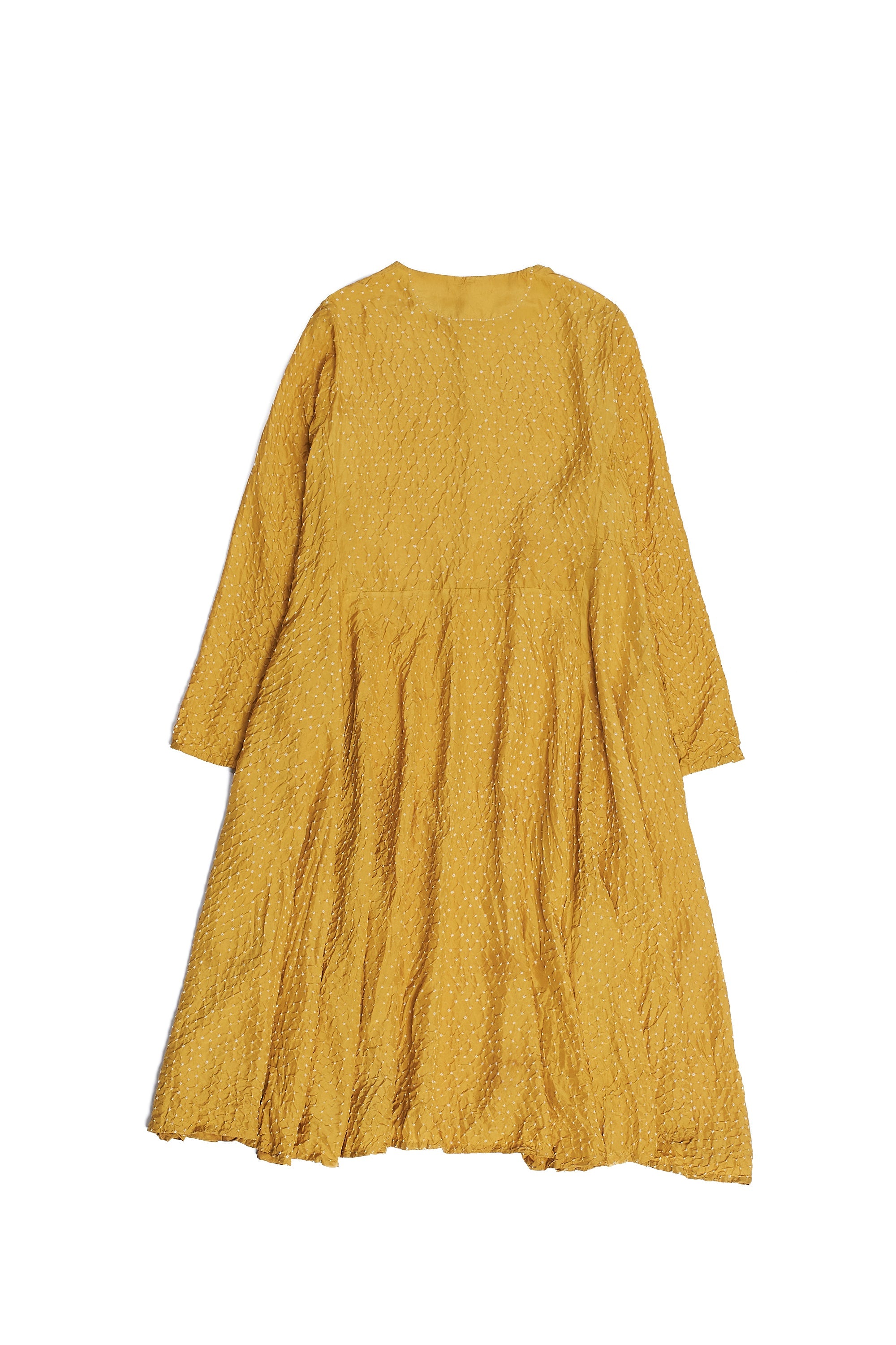 Ochre Yellow Silk With Bandhani Dress