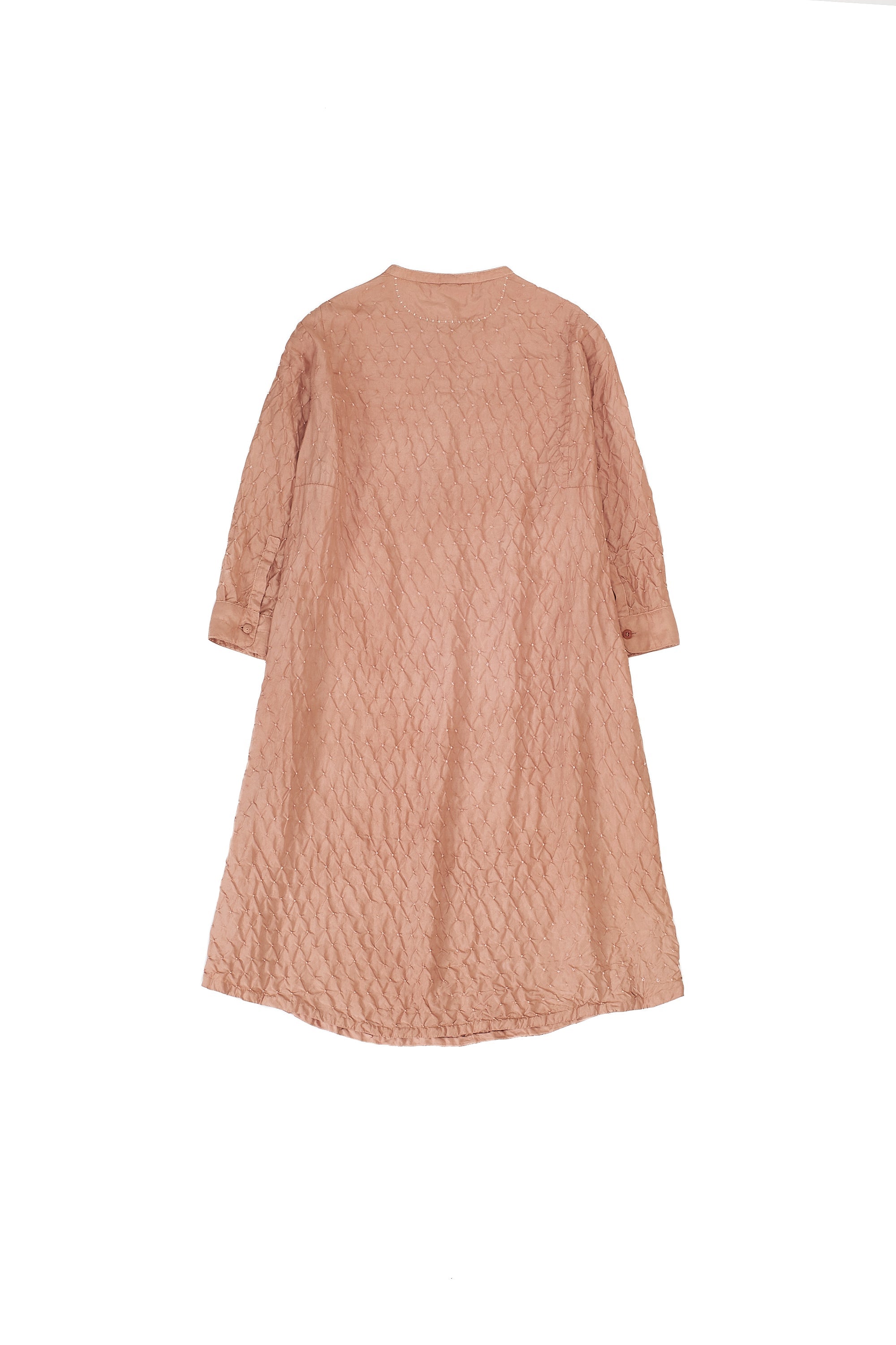 CHALK PINK SILK BLEND BANDHANI DRESS