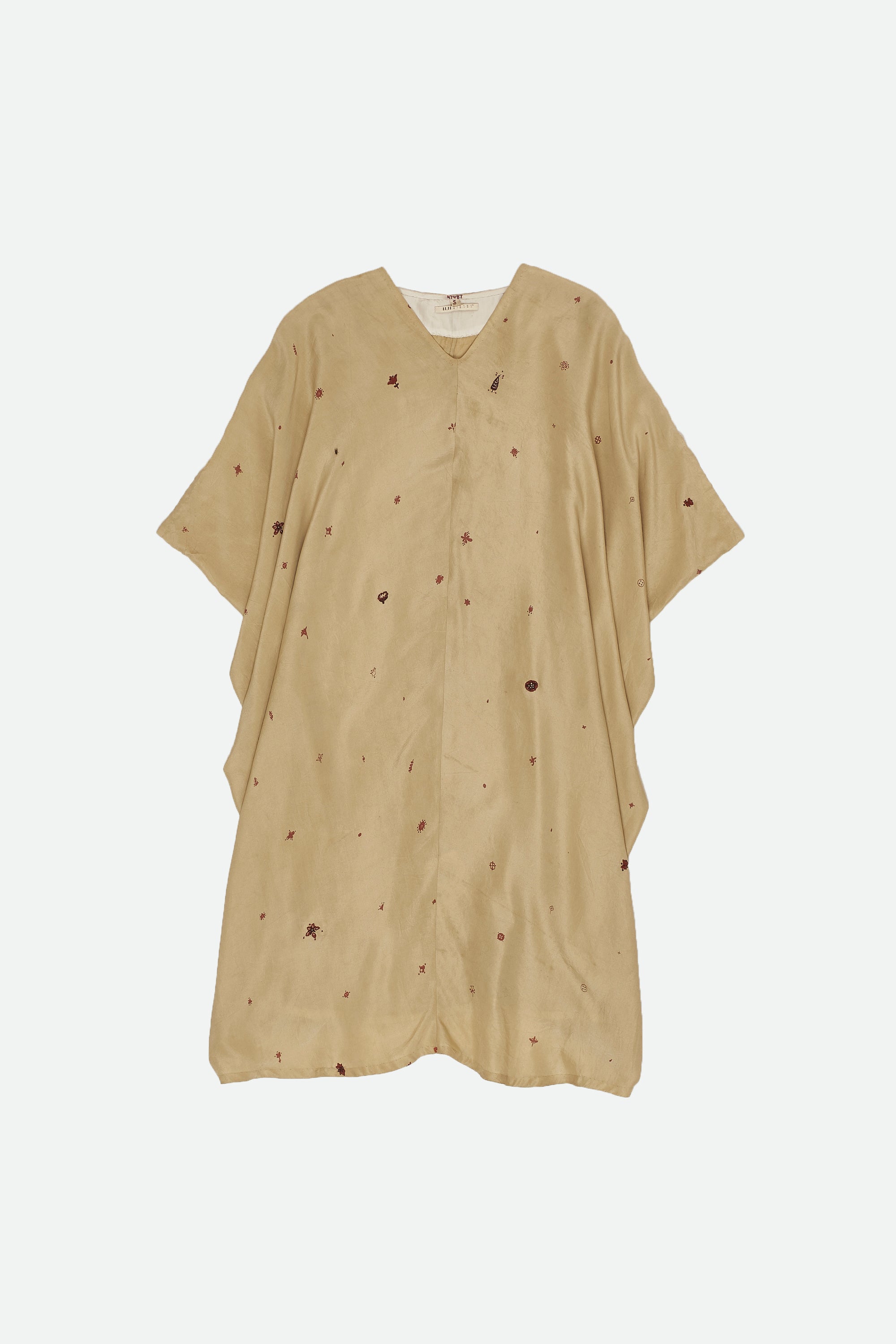WHISKEY GOLD SCREEN PRINTED DRESS WITH HAND DETAILS