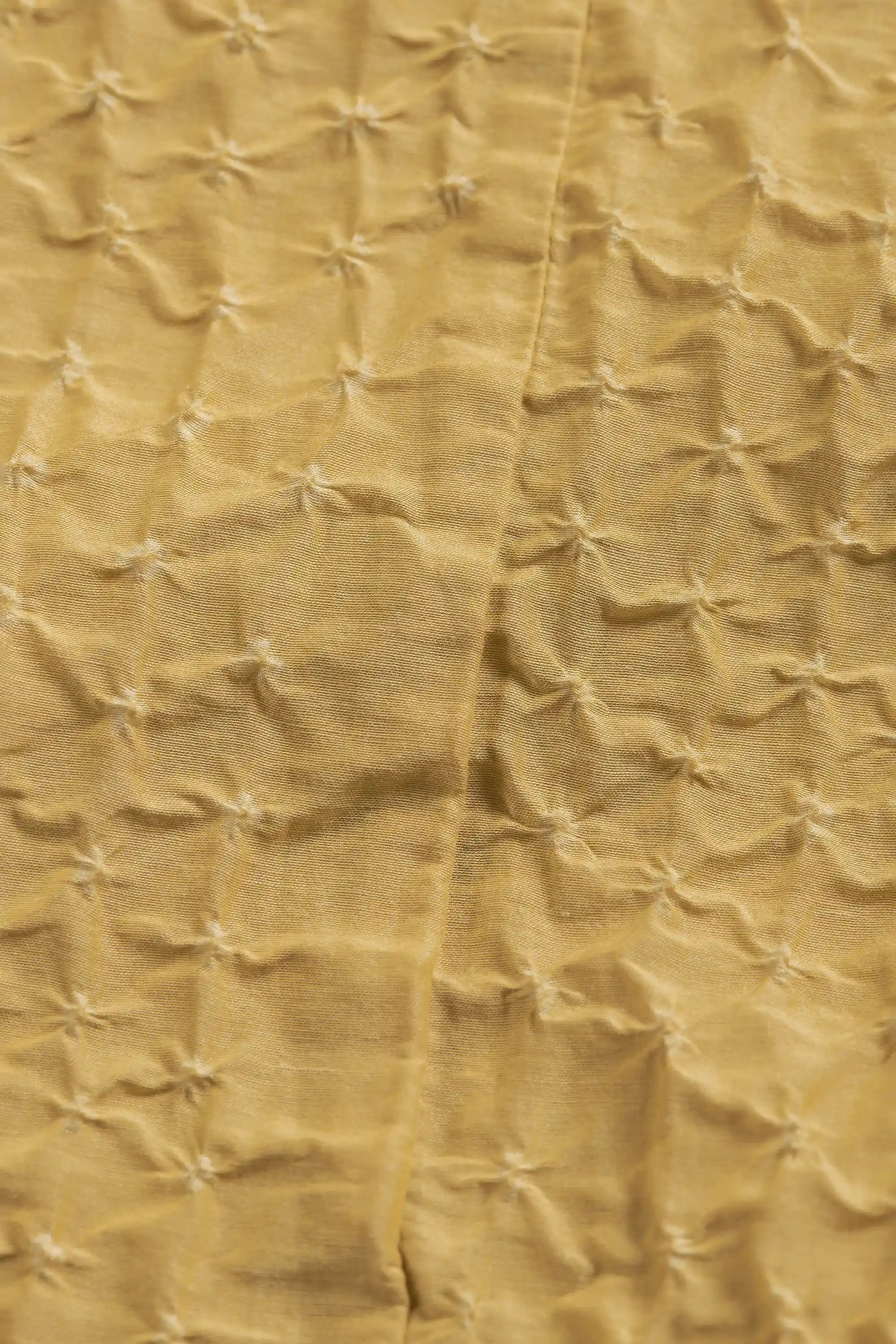 All Over Bandhani Flared Dress in Ochre Yellow