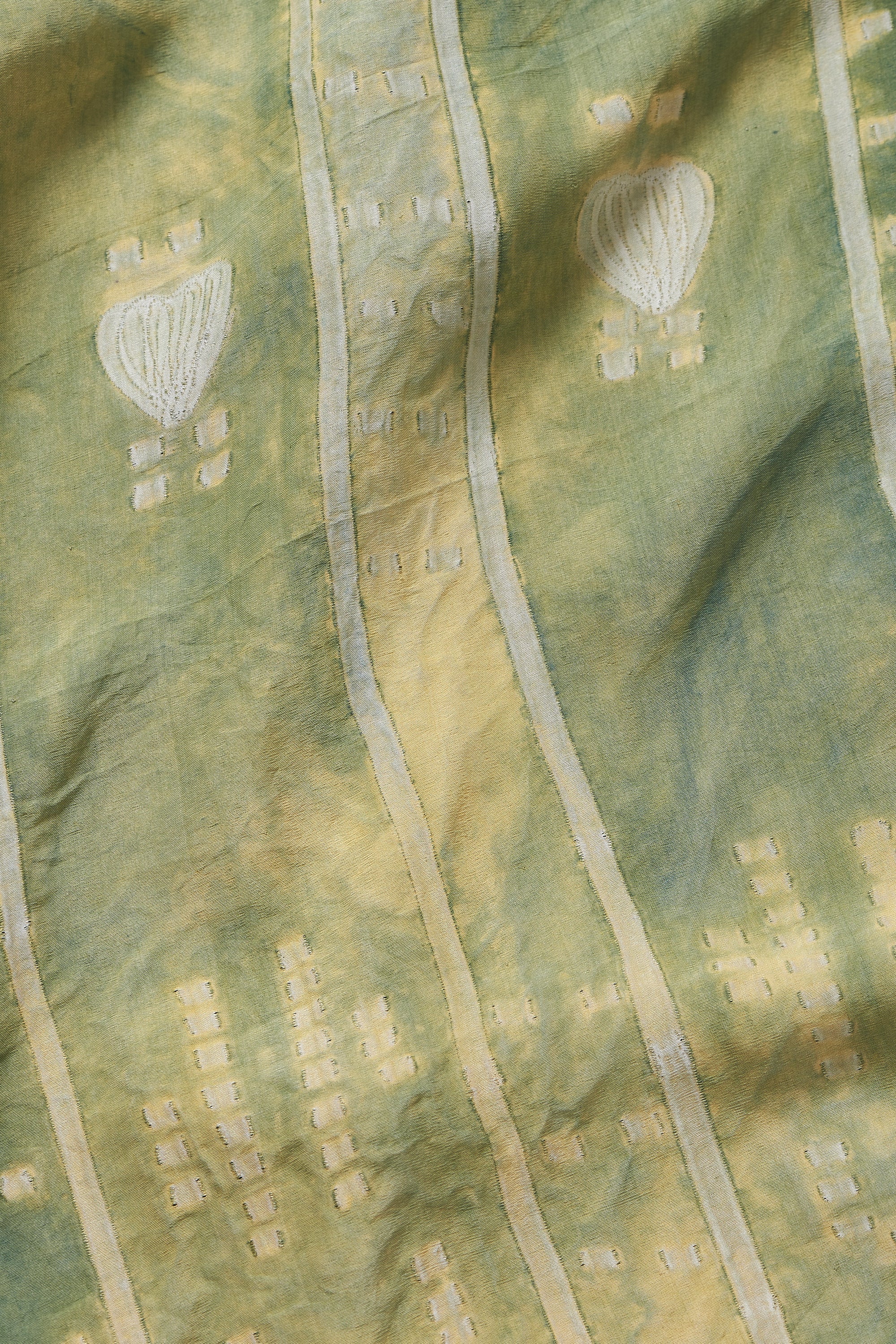 BOTTLE GREEN SHIBORI BLOCK PRINT DRESS