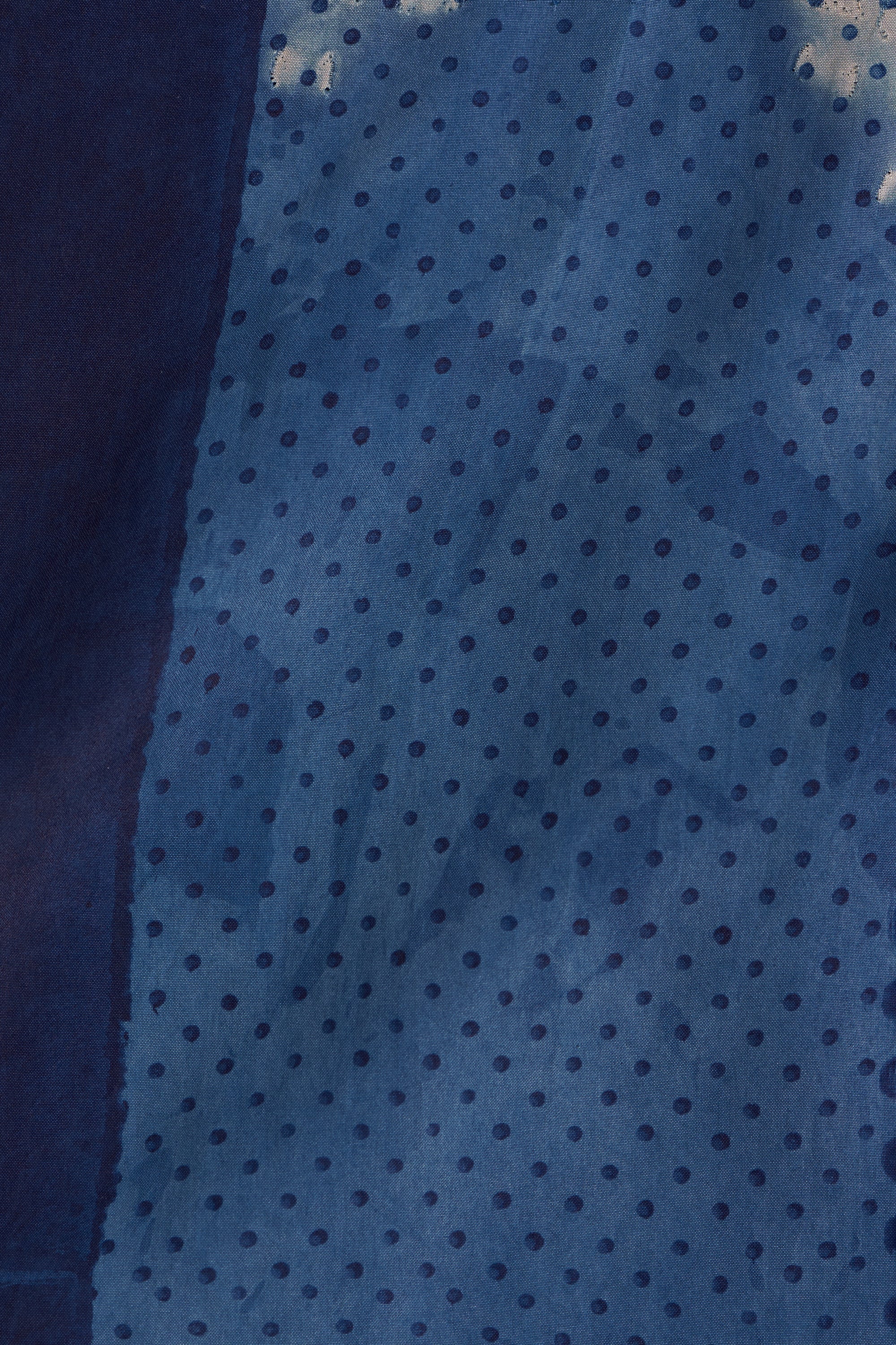 MEDIUM INDIGO SHIBORI BLOCK PRINT COTTON SILK BLEND DRESS