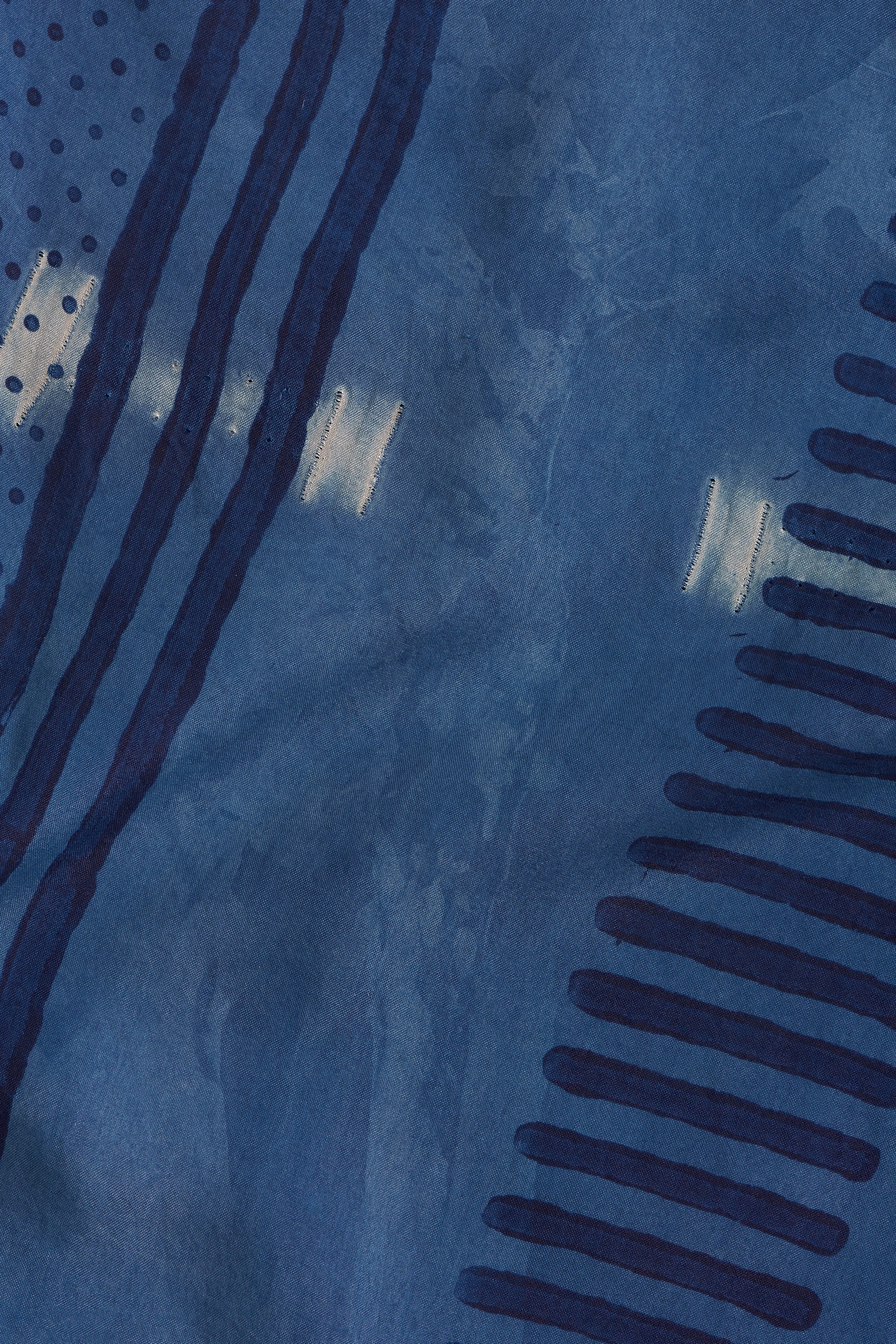 MEDIUM INDIGO SHIBORI BLOCK PRINT COTTON SILK BLEND DRESS
