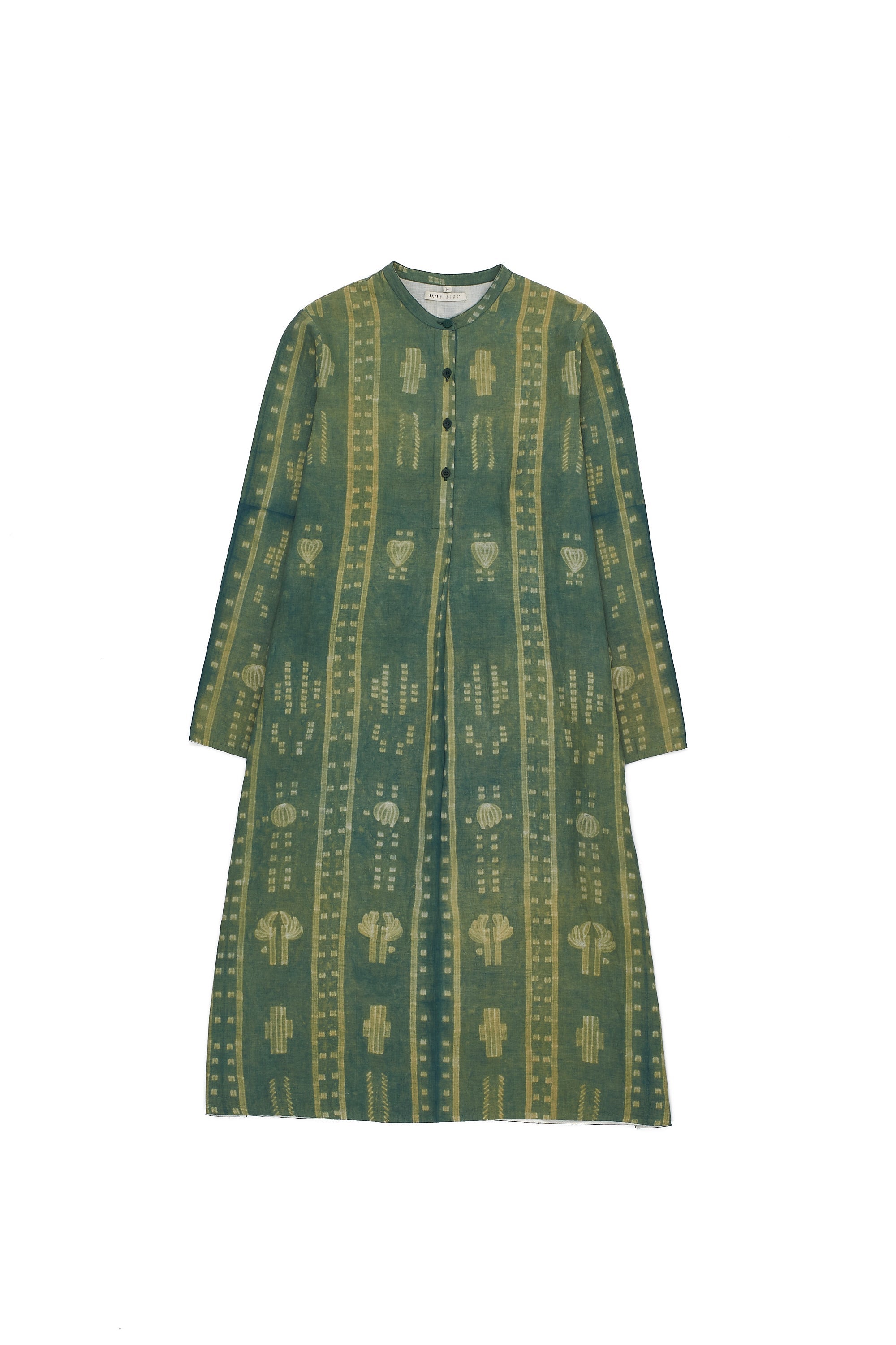 BOTTLE GREEN STATEMENT SHIBORI DRESS