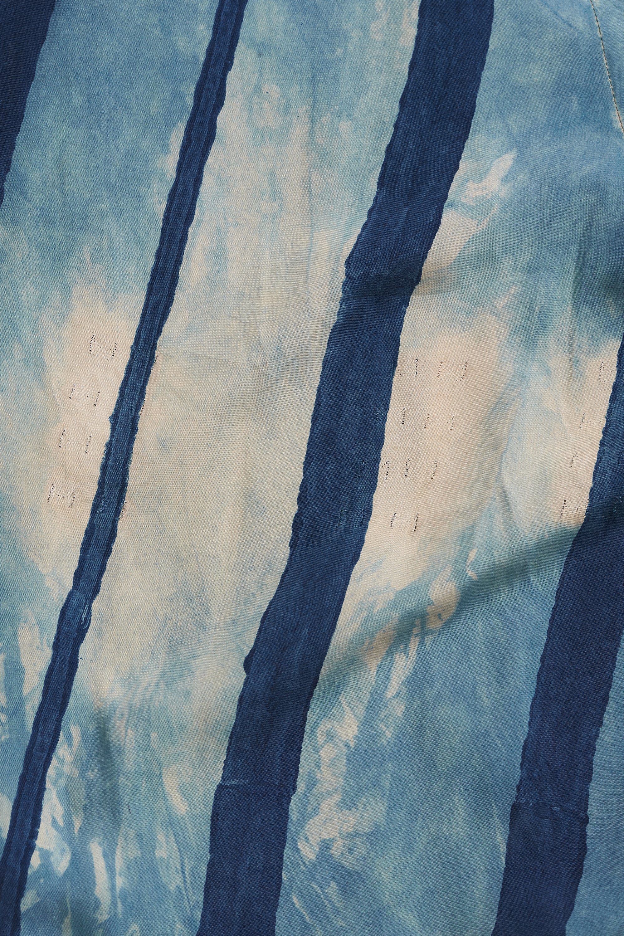 Close-up of blue and white fabric