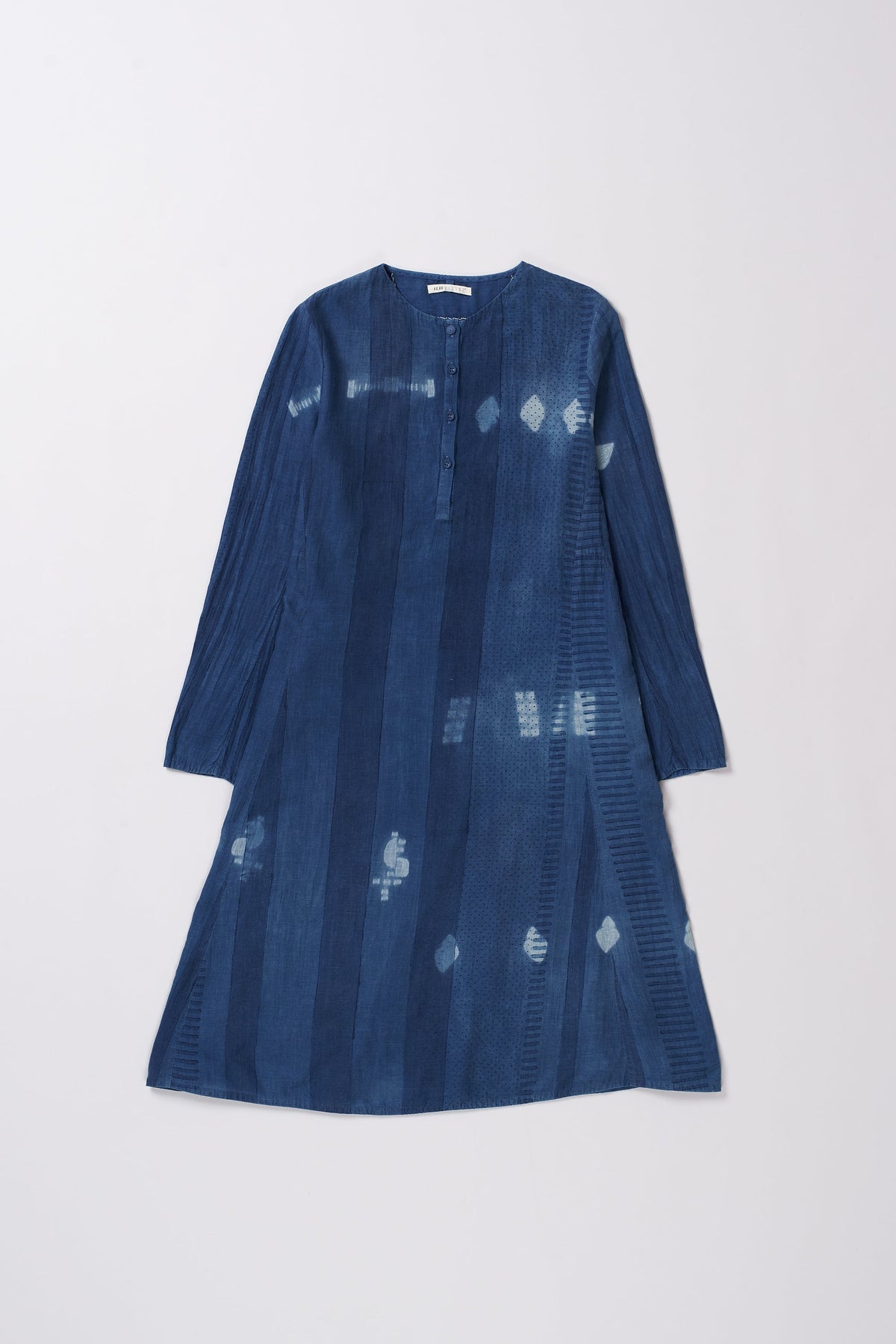 Indigo Block Printed And Shibori Dress