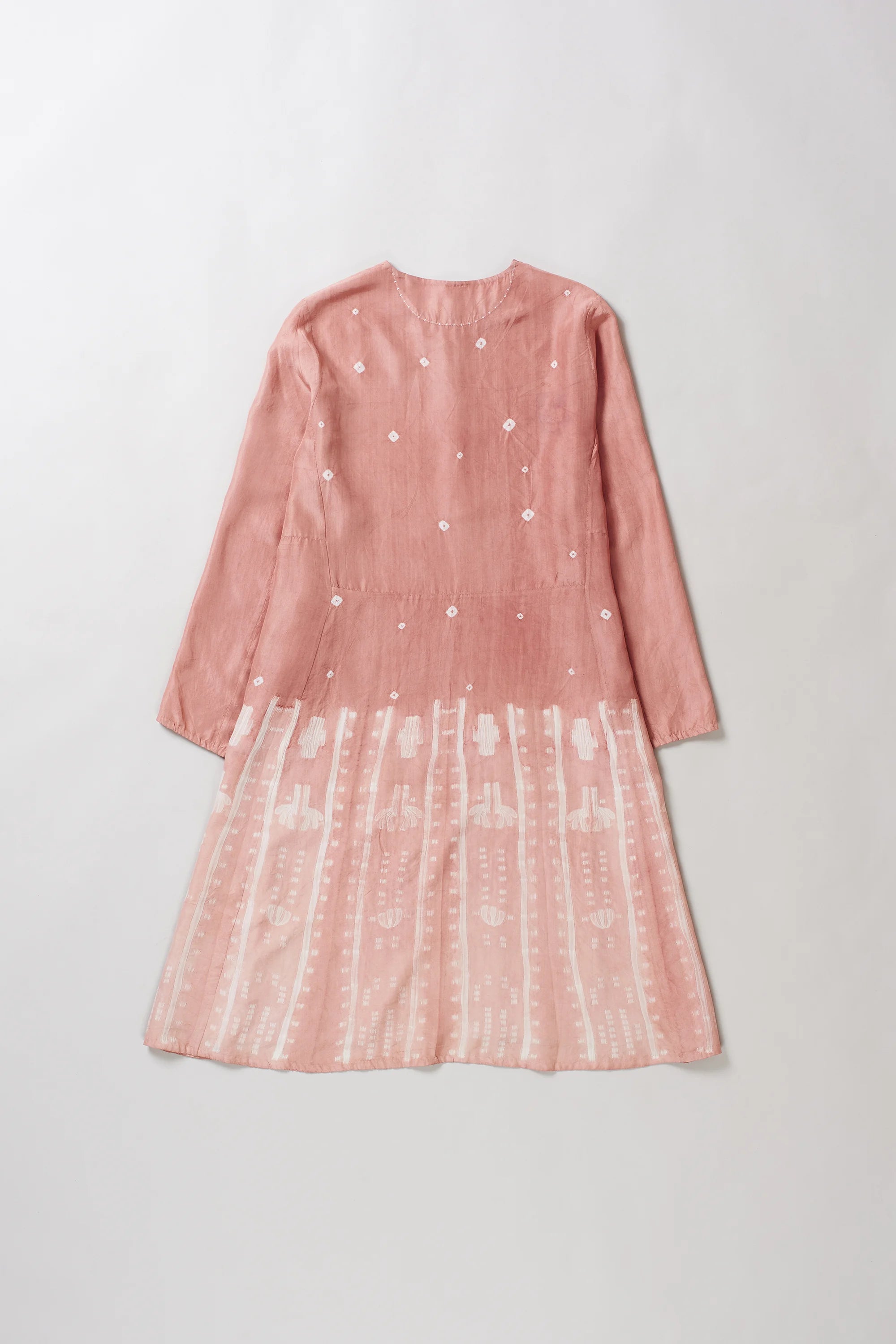 Shibori Soft Silk Dress in Chalk Pink
