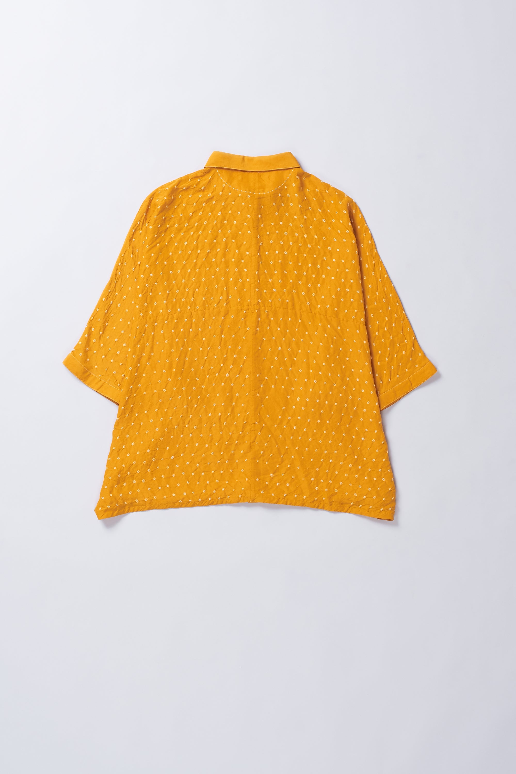 MANGO YELLOW SILK BANDHANI SHIRT