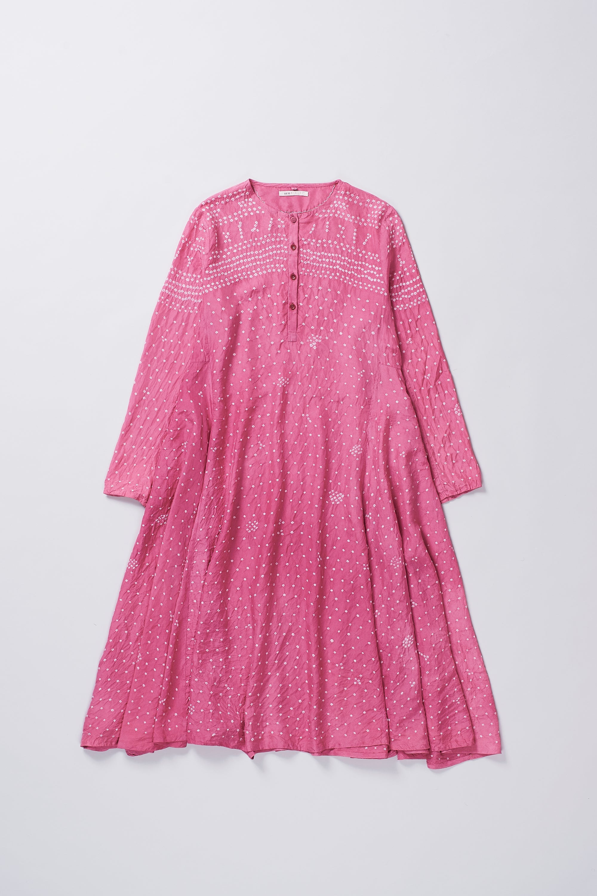 FLARED LONG SILK DRESS FUSCHIA PINK