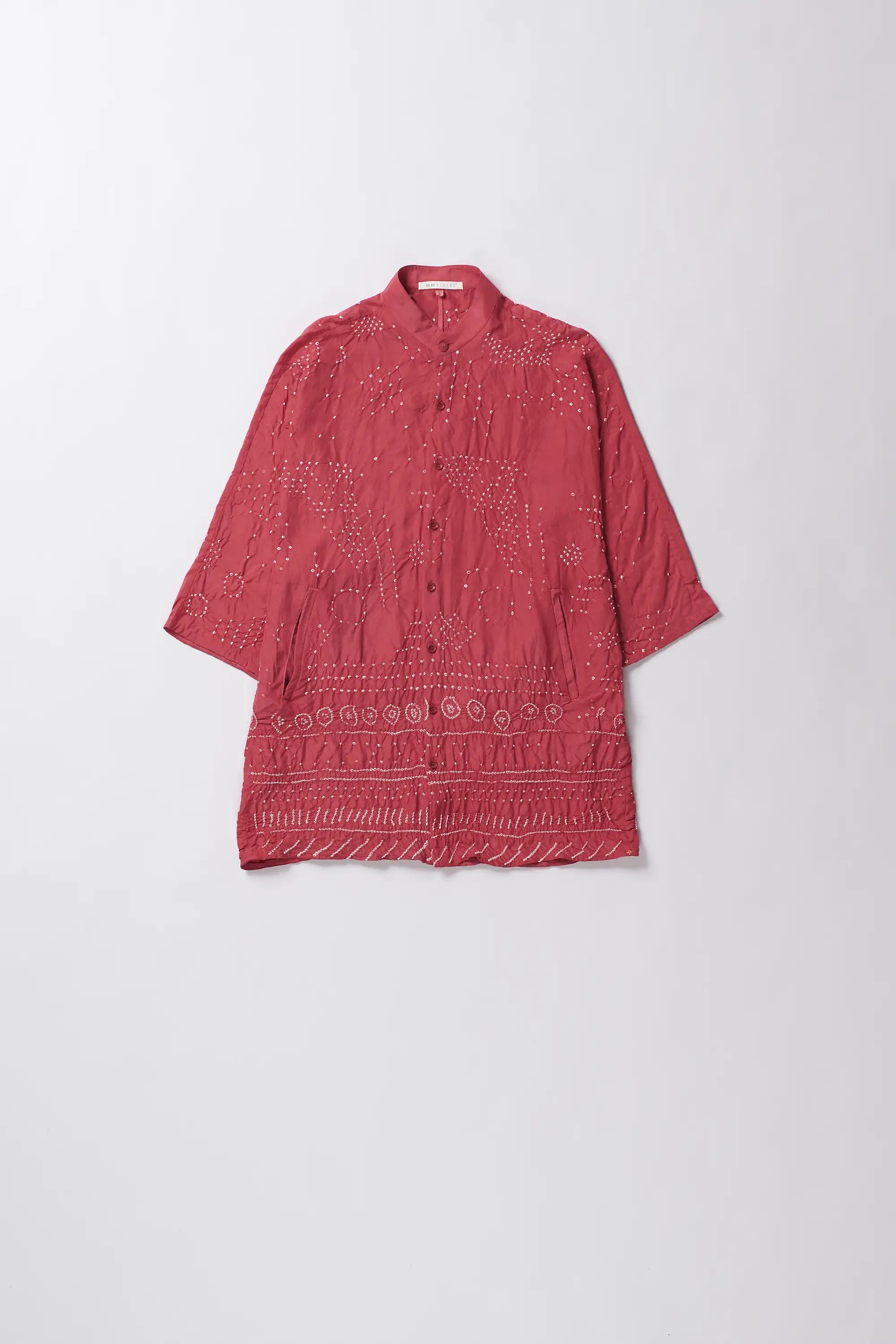 Fuschia Pink Silk Bandhani Unisex Shirt