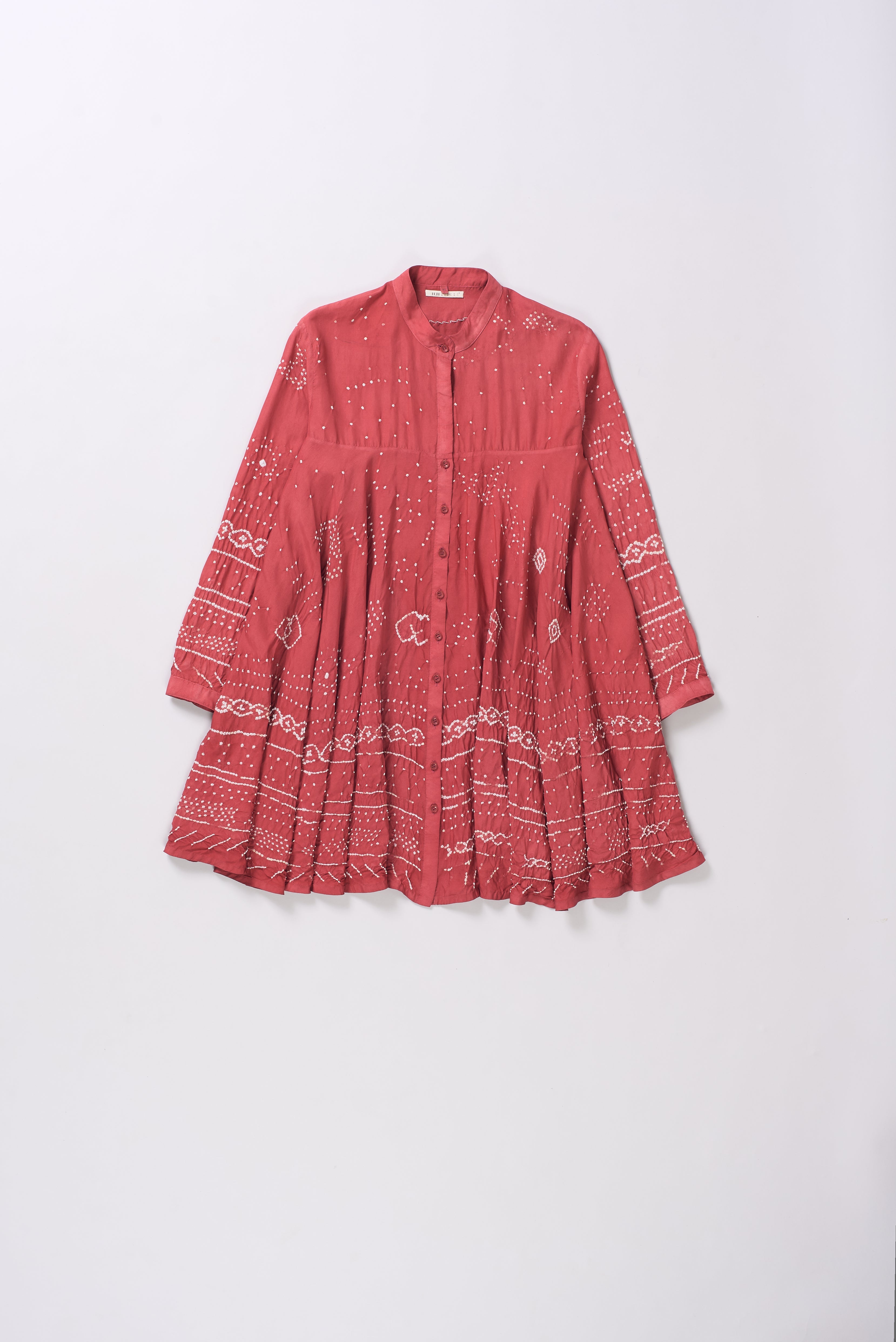 CRIMSON PINK SILK BANDHANI SHIRT