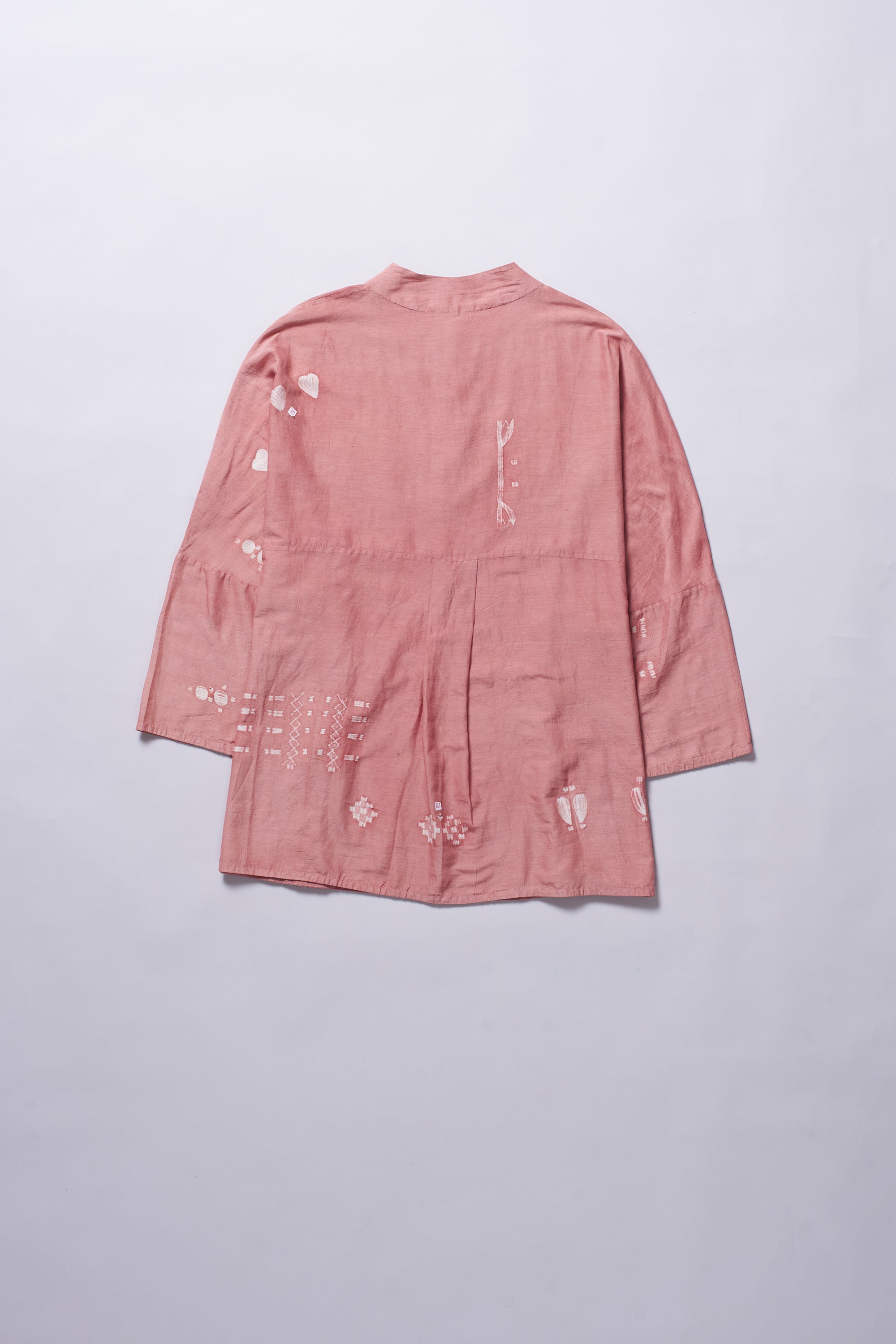 CHALK PINK SHIBORI COTTON SILK BLEND UNISEX SHIRT