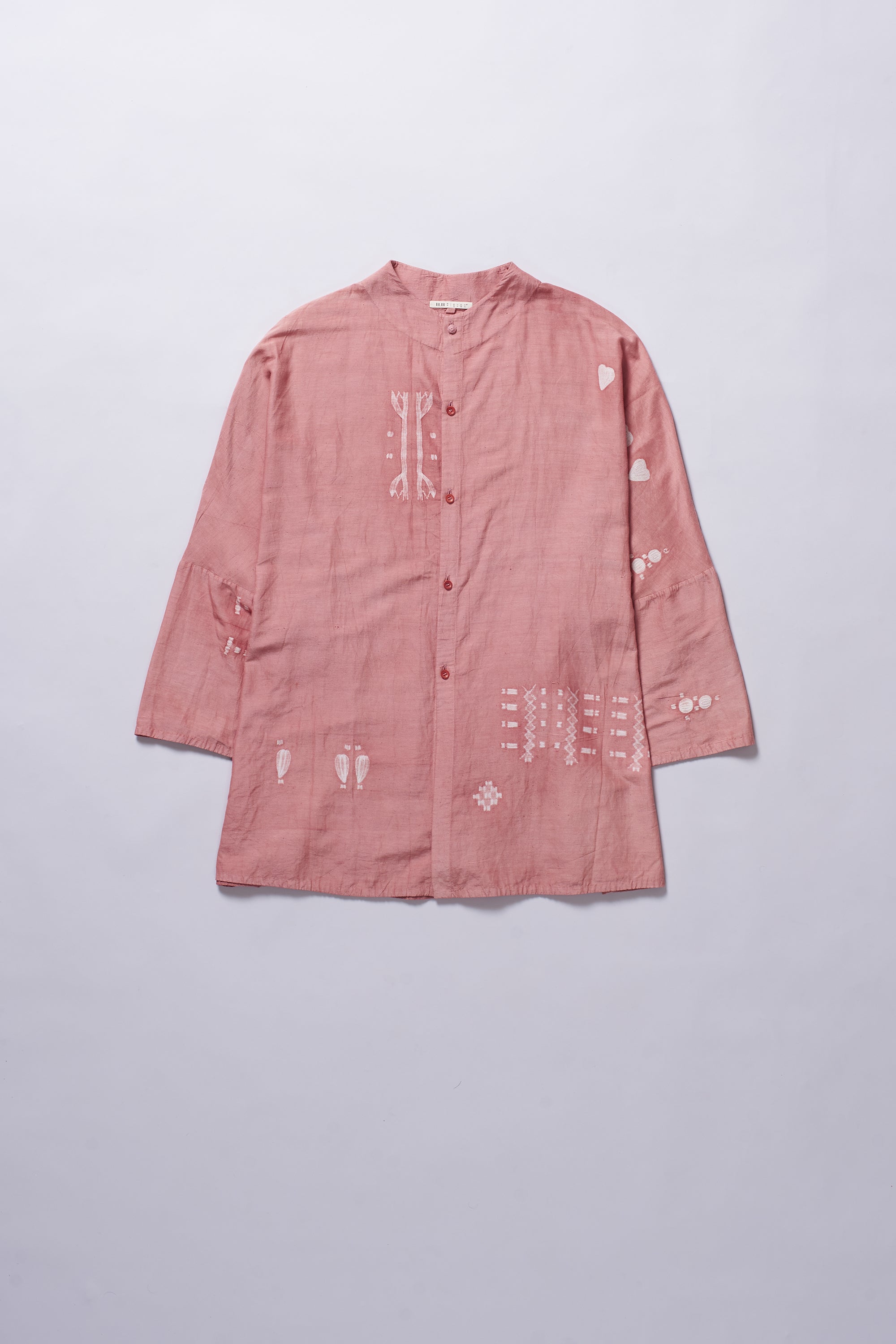 CHALK PINK SHIBORI COTTON SILK BLEND UNISEX SHIRT