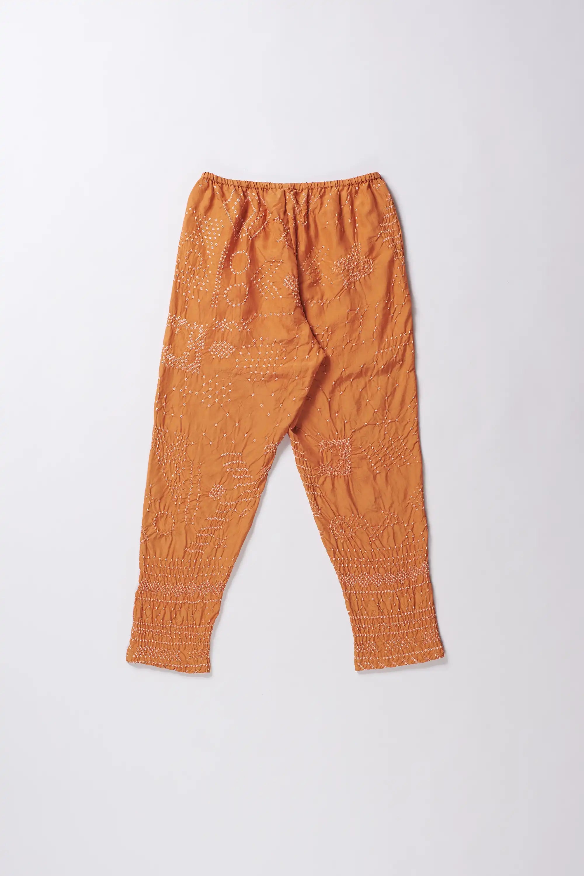 Sunset Orange Bandhani Silk Women Pant