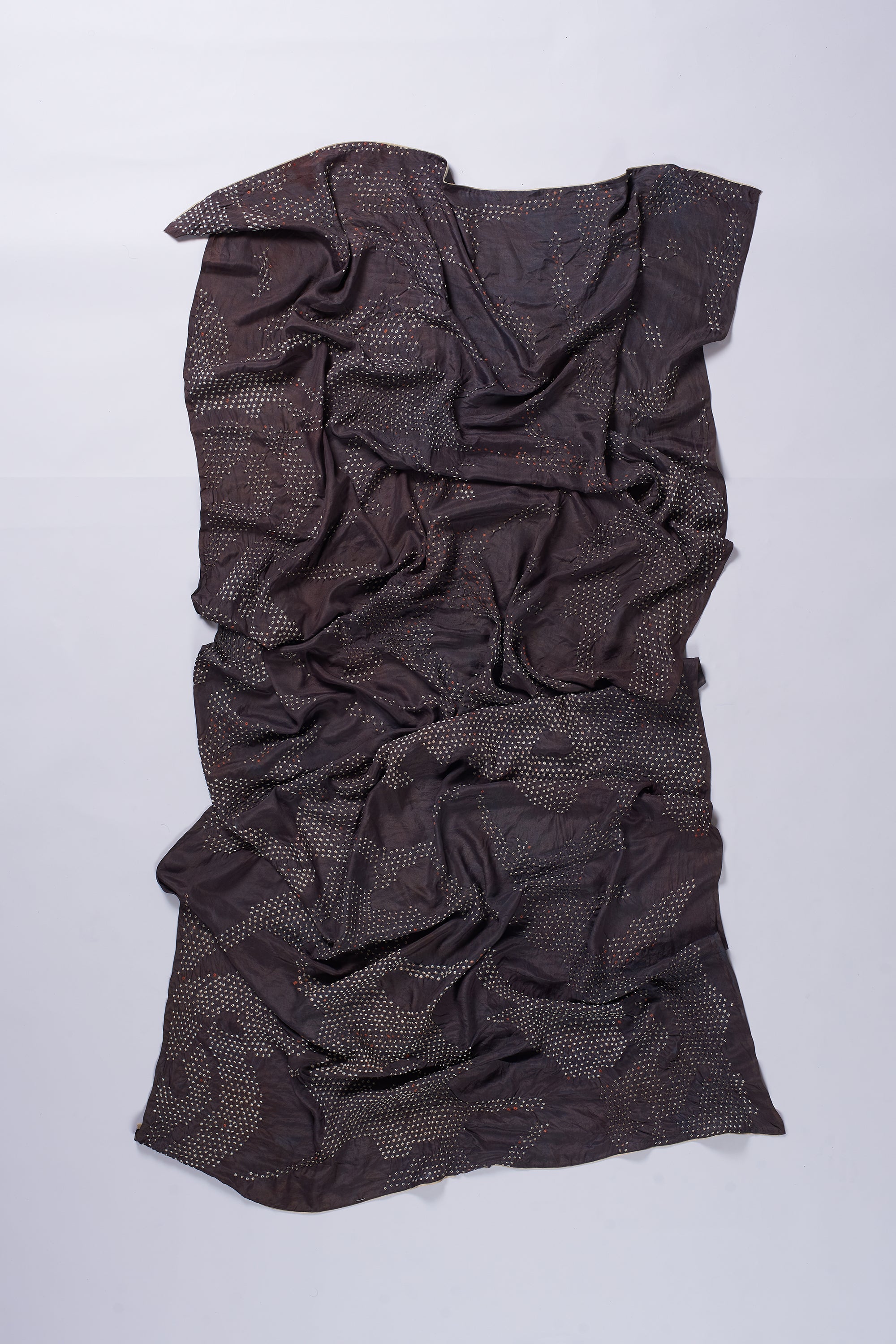 DARK BROWN DYED SILK BANDHANI SHAWL