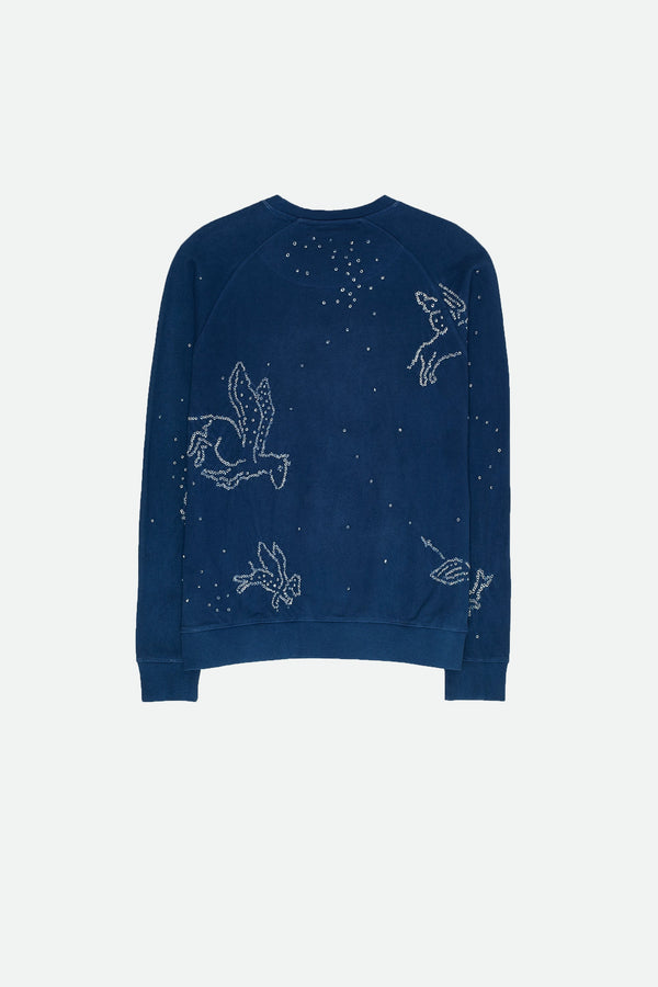 MEDIUM INDIGO ORGANIC COTTON ALL OVER BANDHANI SWEATSHIRT