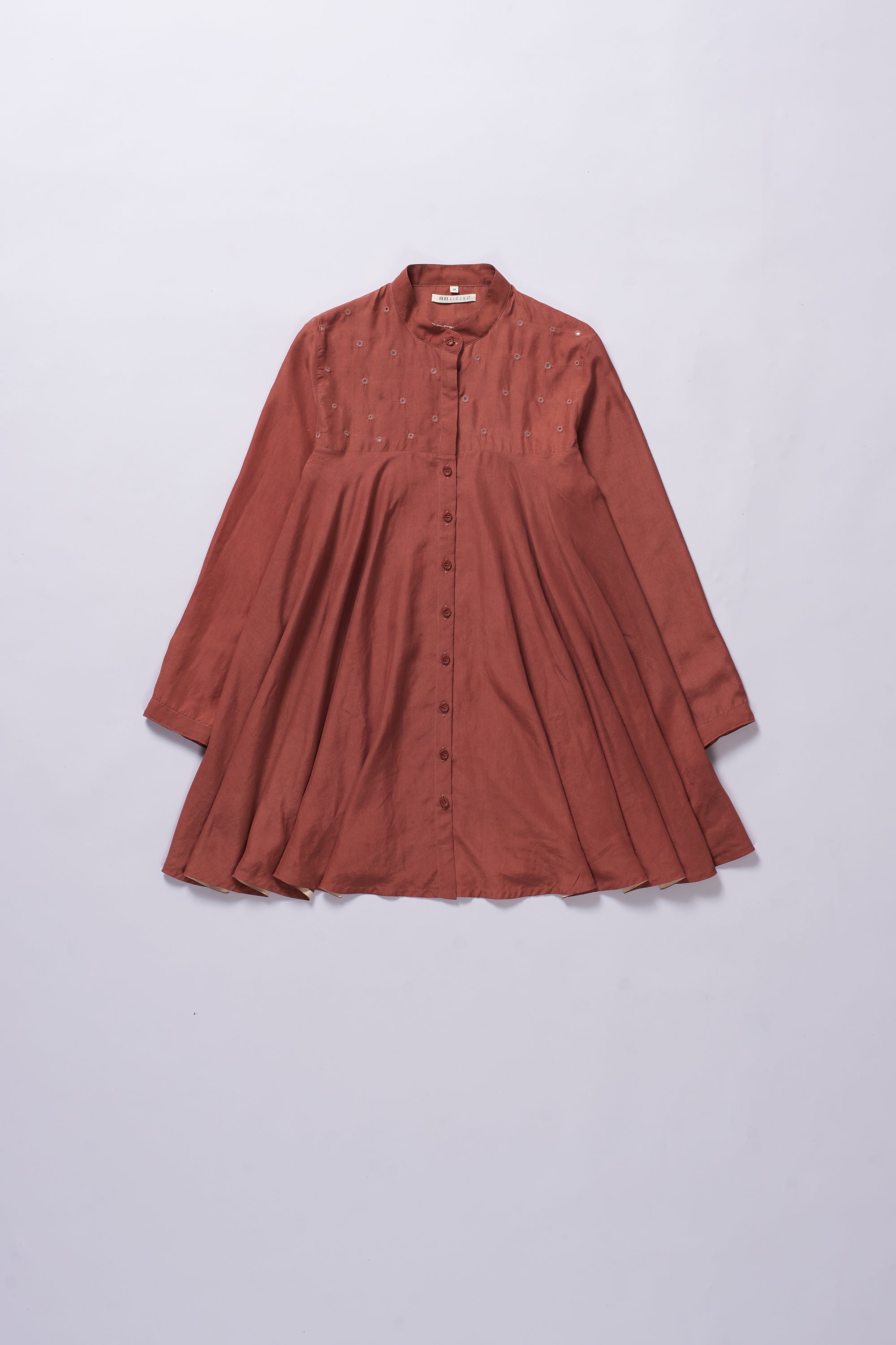 BRICK RED MIRROR WORK WOMEN'S SHIRT