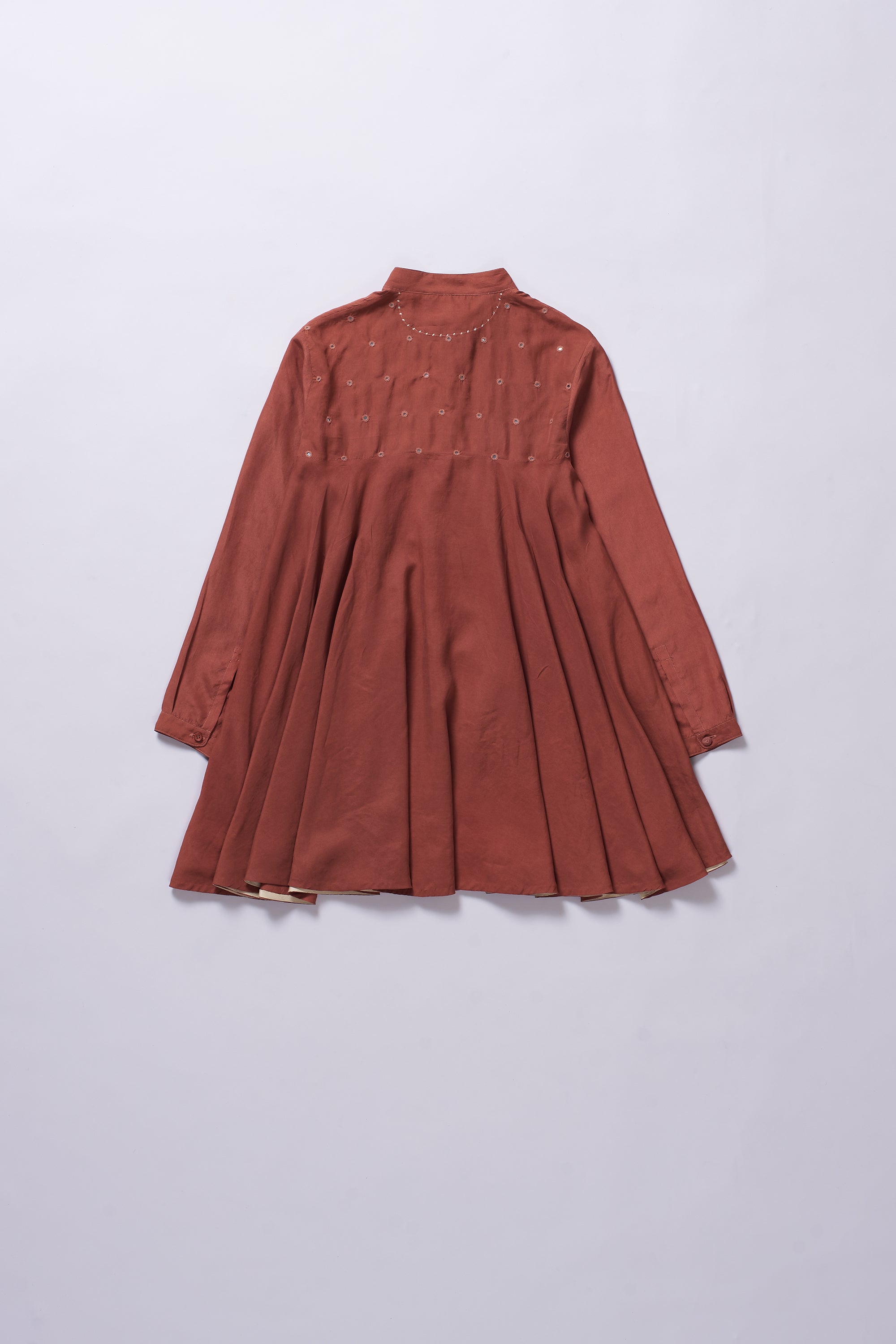 BRICK RED MIRROR WORK WOMEN'S SHIRT