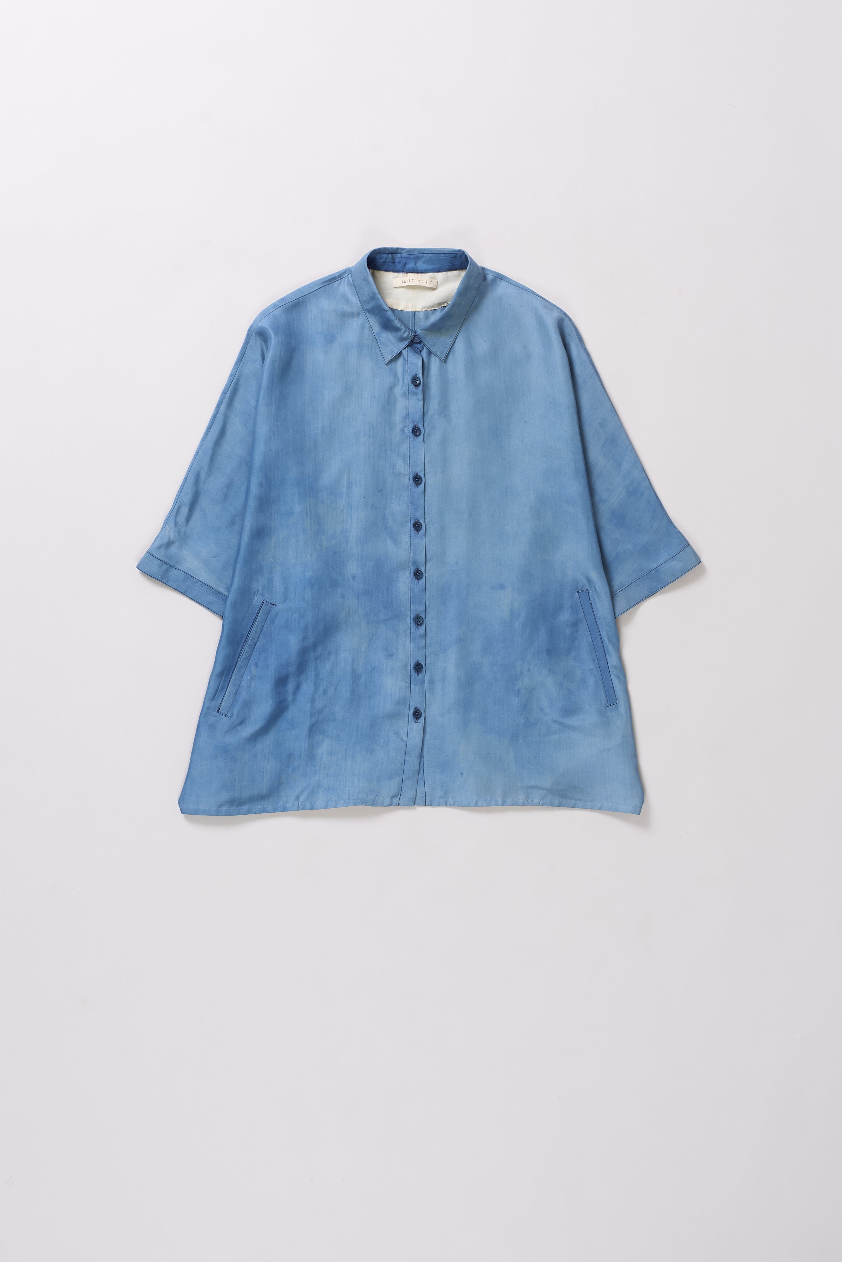 MEDIUM INDIGO SILK MIRROR WORK WOMEN SHIRT