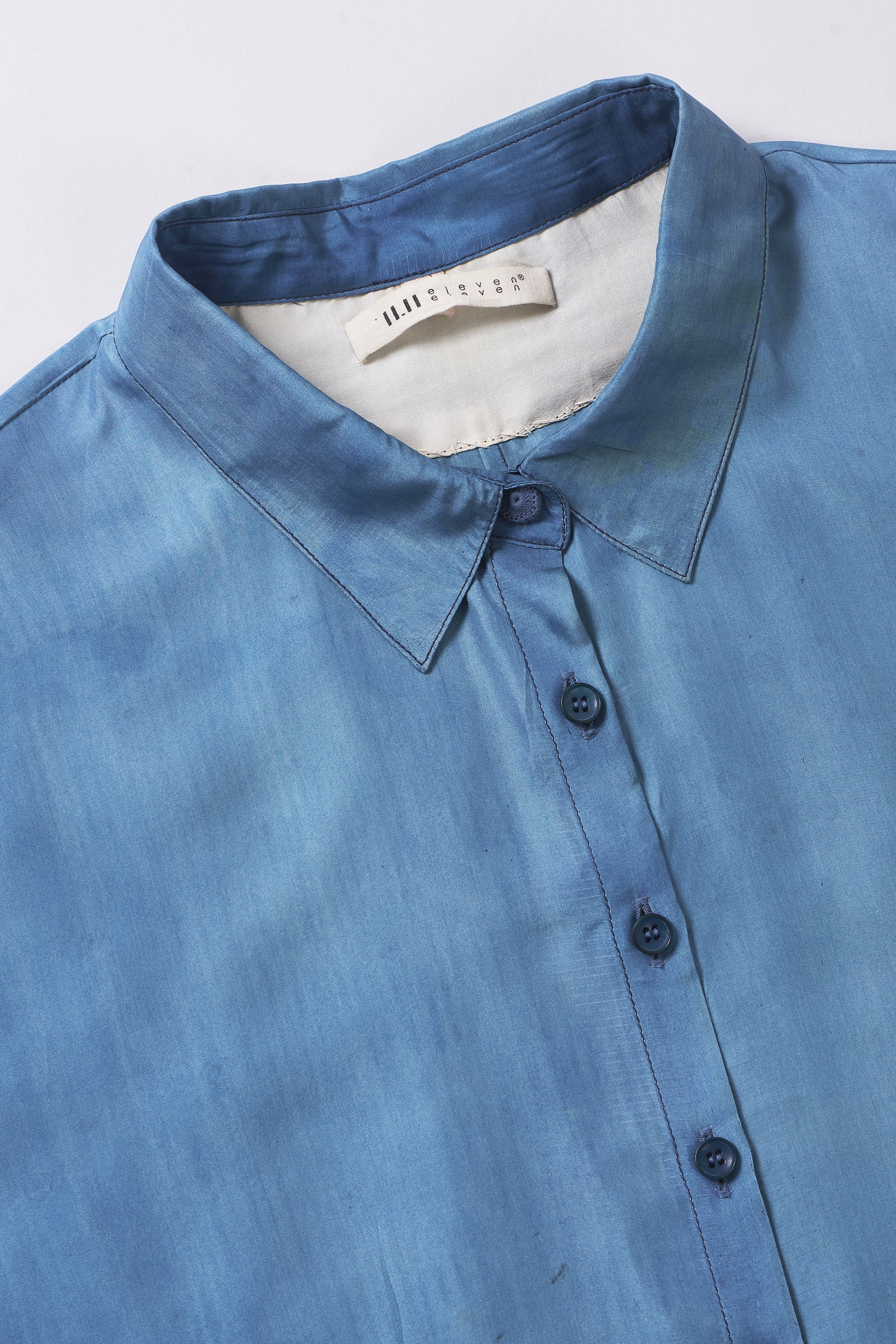 MEDIUM INDIGO SILK MIRROR WORK WOMEN SHIRT