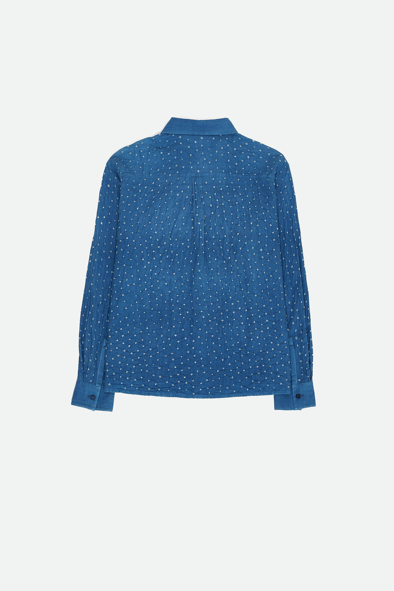 INDIGO ORGANIC COTTON SHIRT WITH BANDHANI