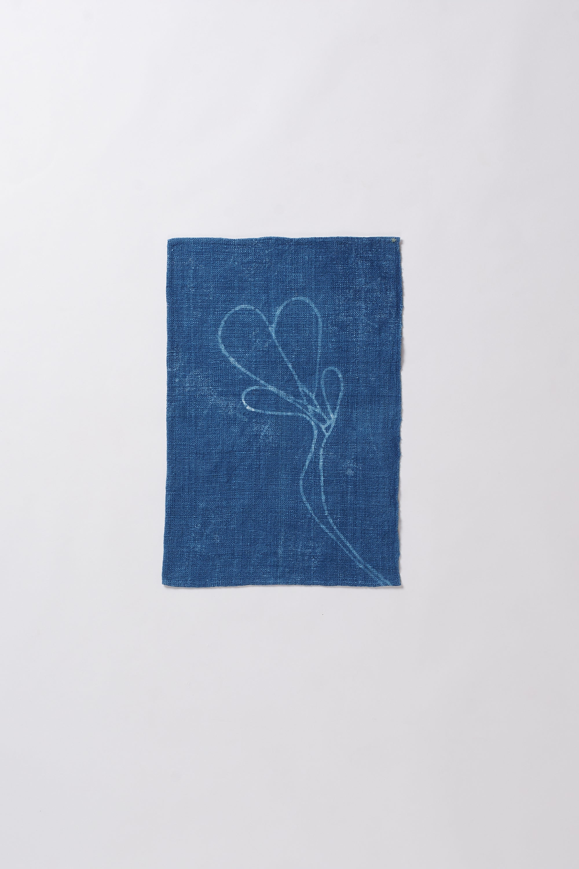 Blue fabric with white floral embroidery