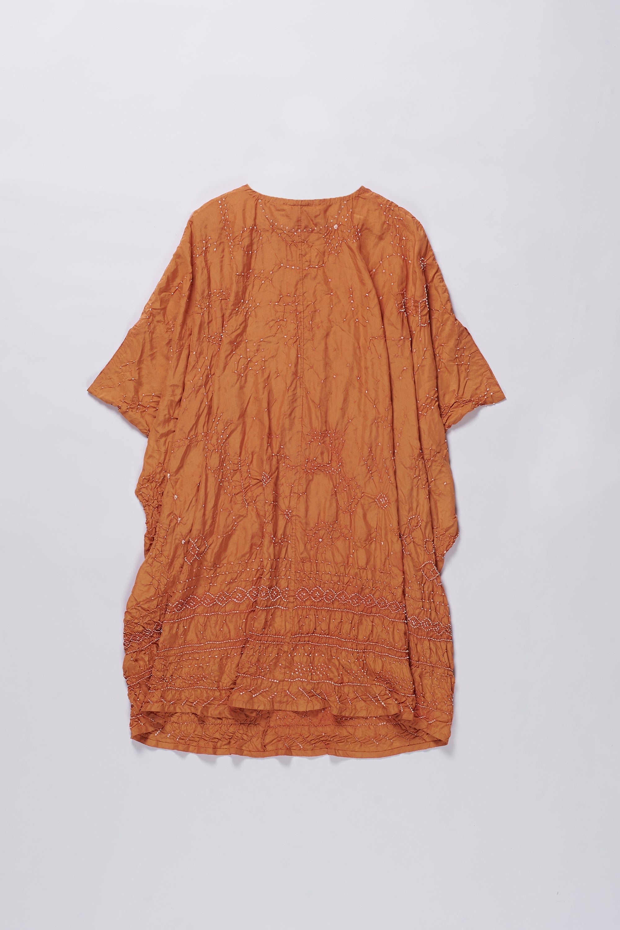 SUNSET ORANGE BANDHANI DRESS