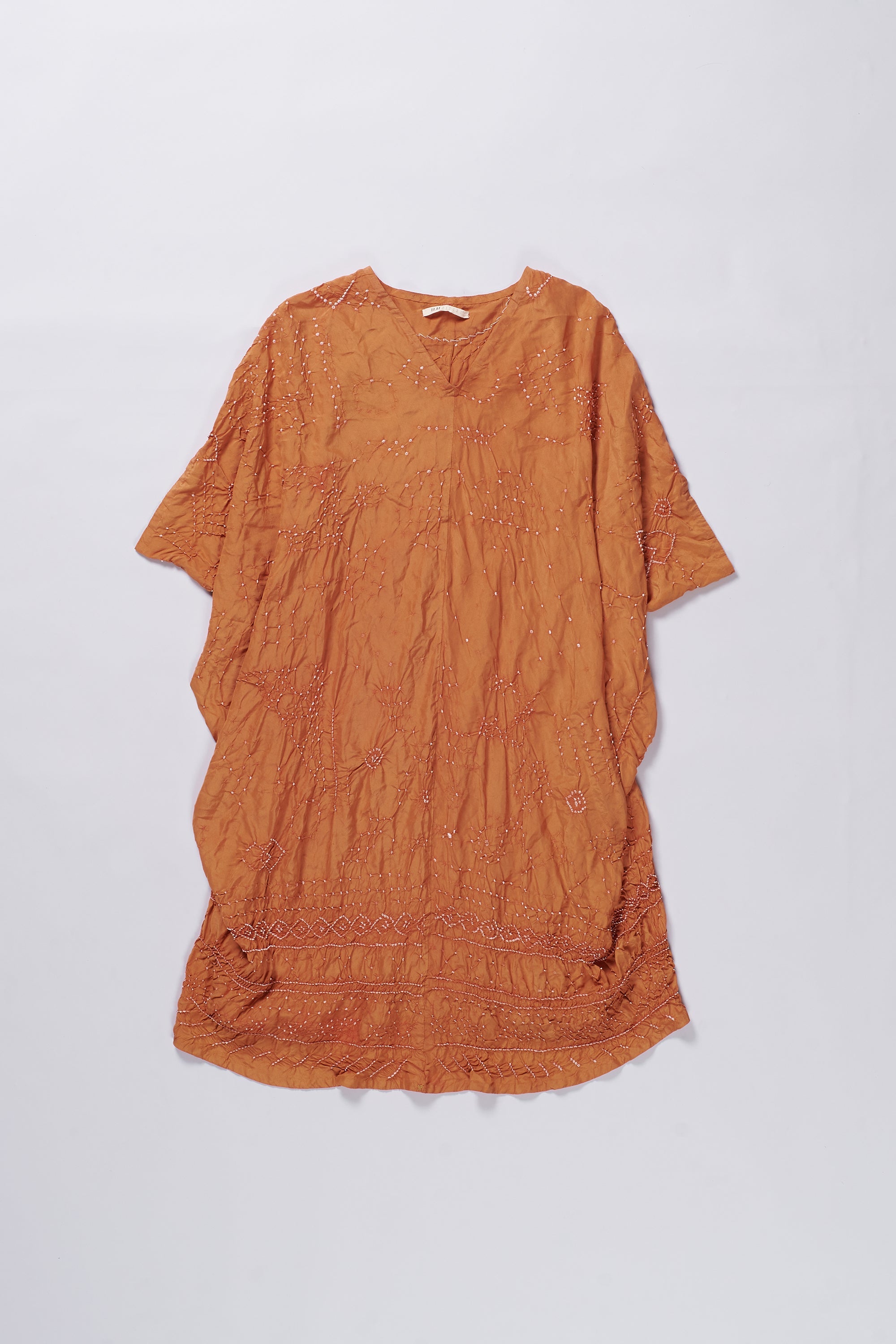 SUNSET ORANGE BANDHANI DRESS