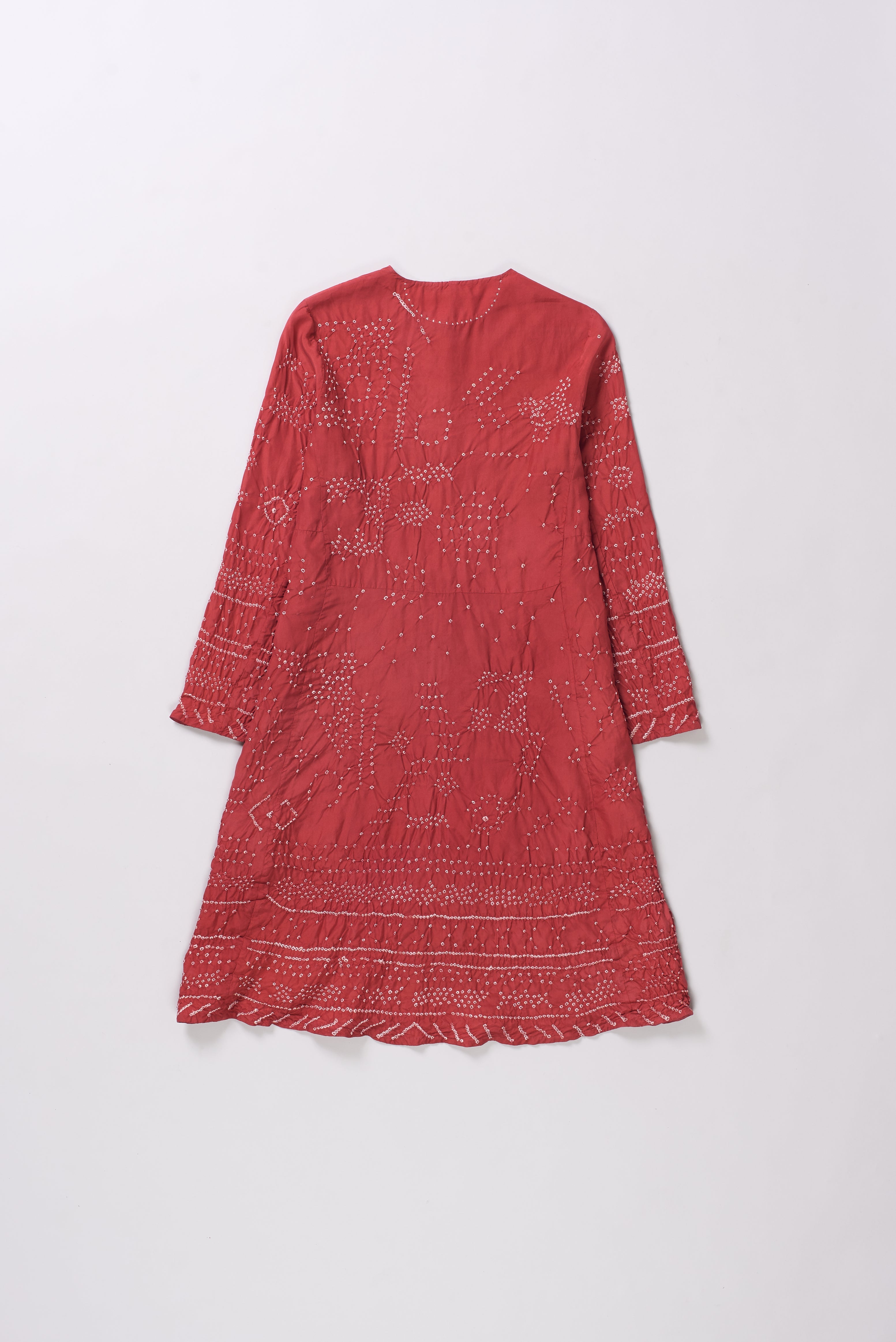 BANDHANI SILK DRESS IN CRIMSON PINK