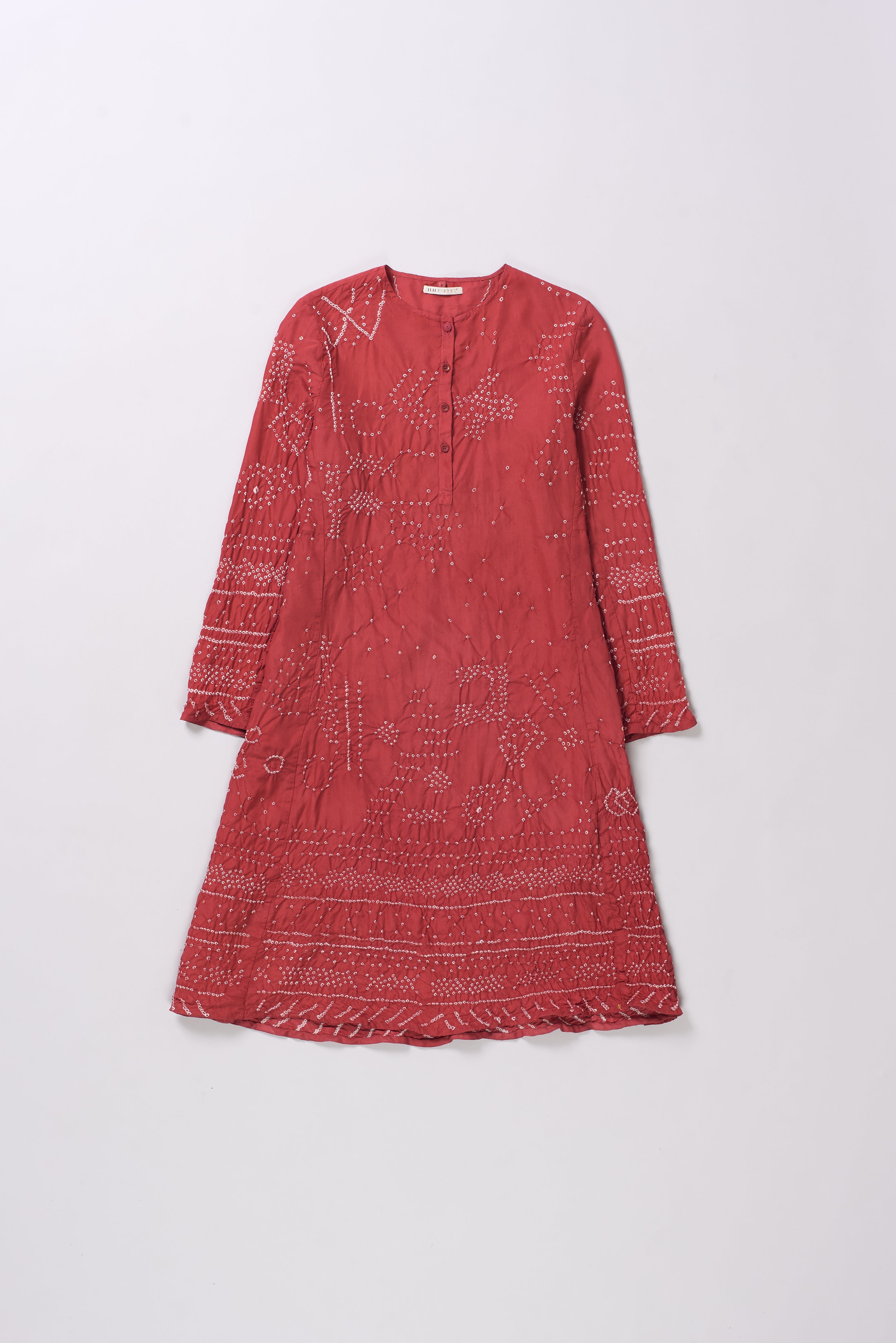 BANDHANI SILK DRESS IN CRIMSON PINK