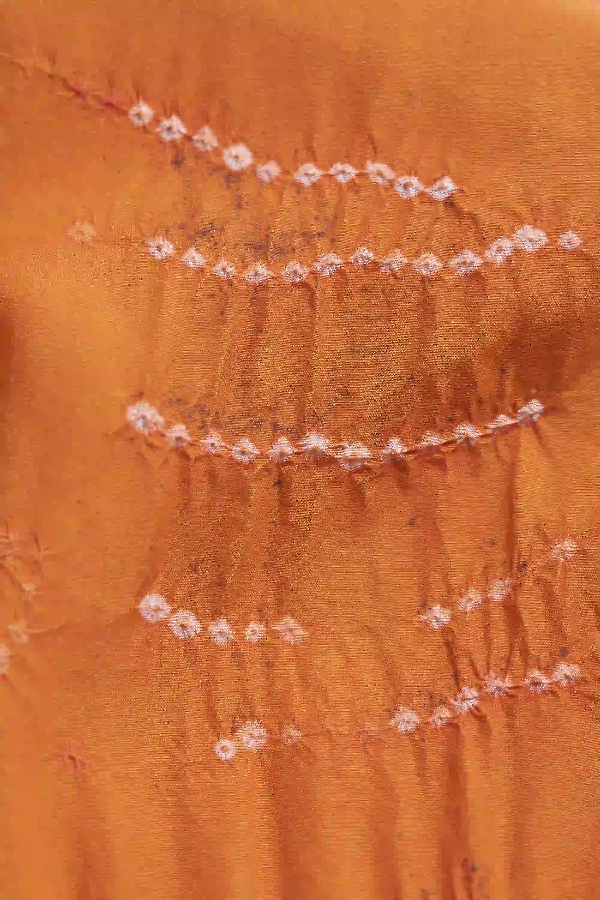 Sunset Orange Silk Bandhani Women Shirt