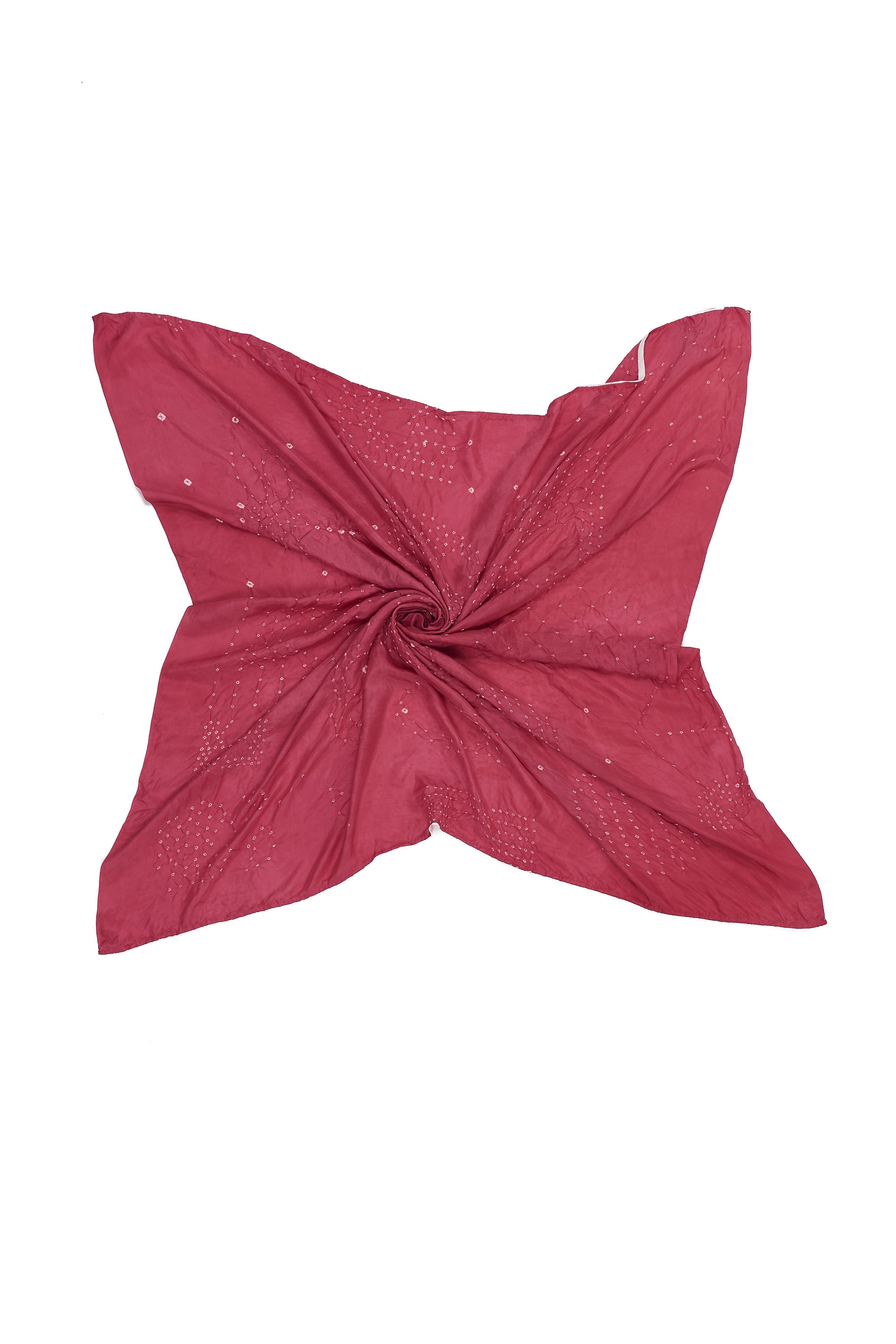 PINK WOOD SILK BANDHANI SCARF