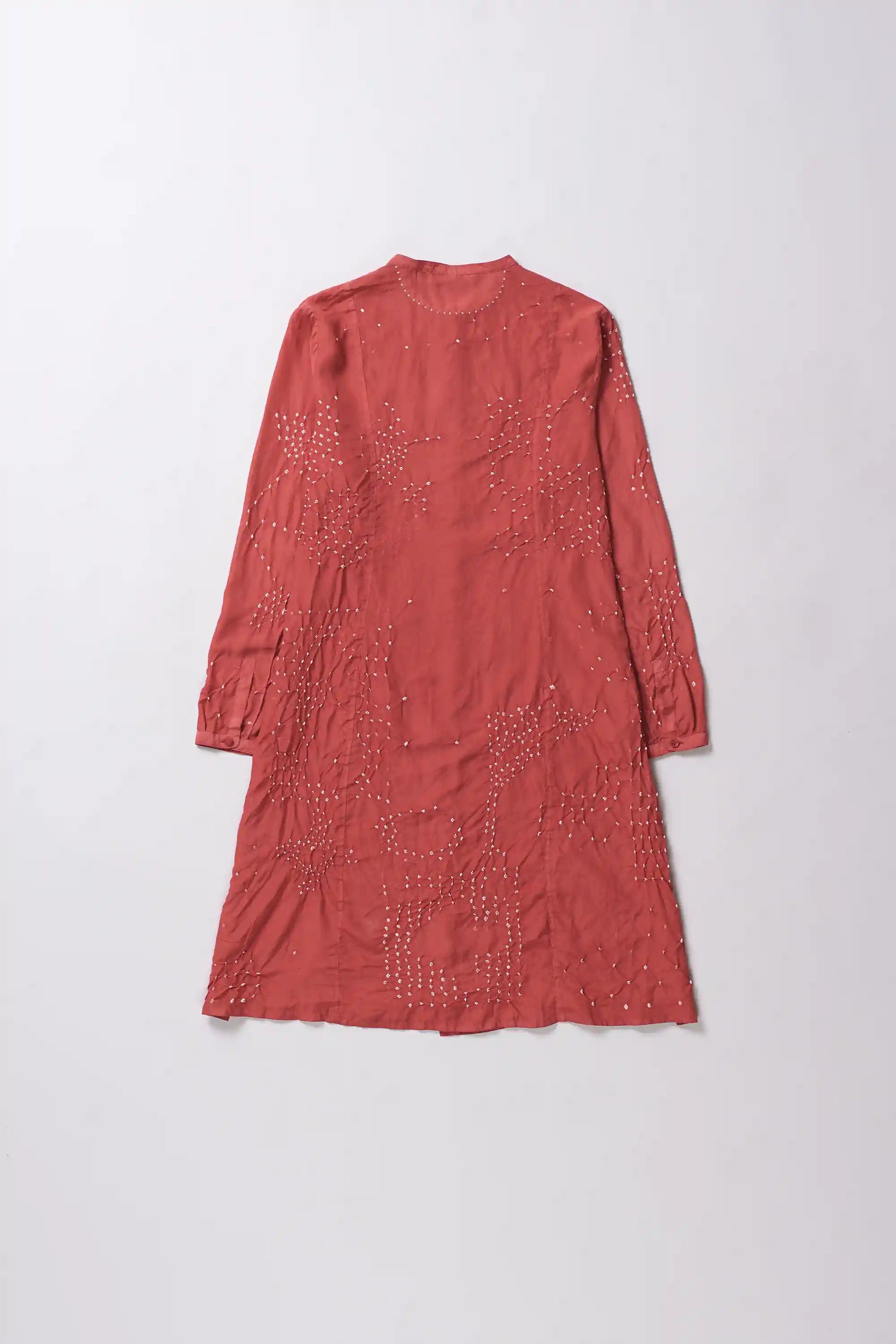 Pink Wood Silk Bandhani Women Dress