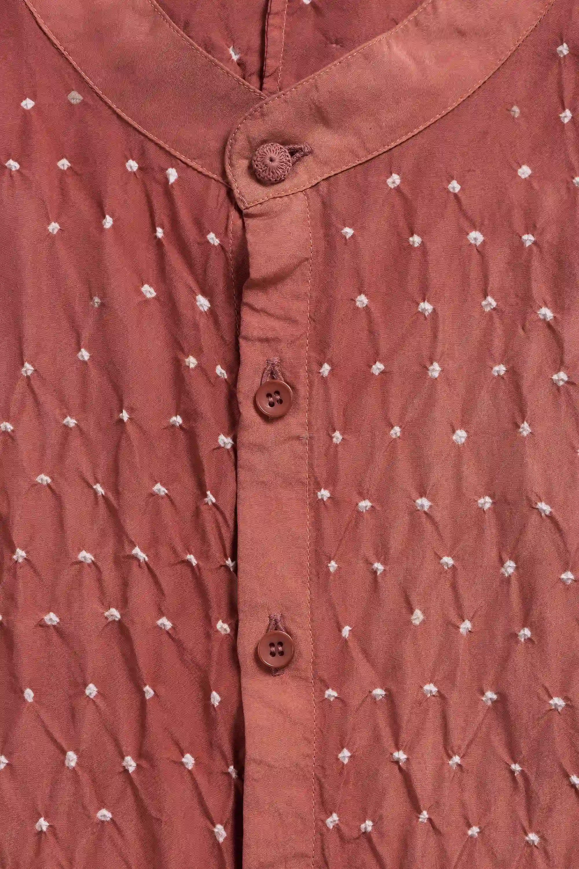 Relaxed Fit Bandhani Shirt Dyed in Rough Pink